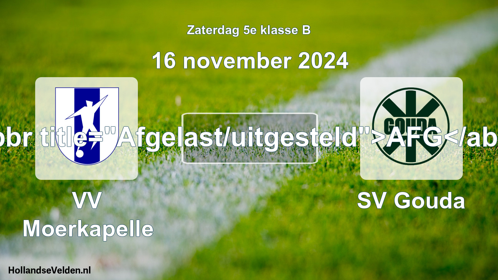 Scheduled Match: VV Moerkapelle - SV Gouda (16 November 2024)