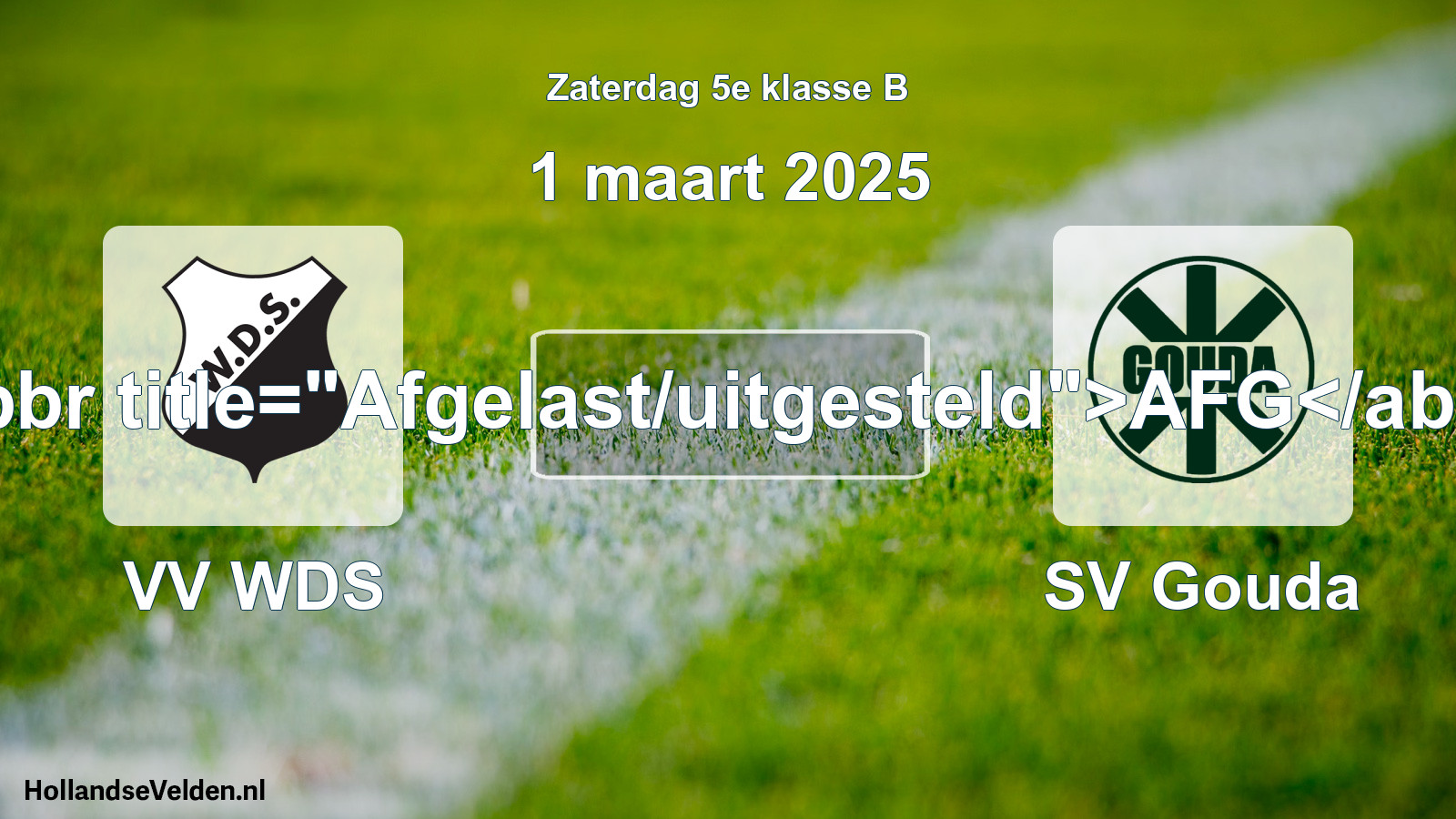 Scheduled Match: VV WDS - SV Gouda (1 March 2025)