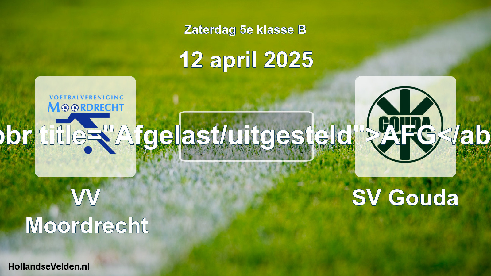 Scheduled Match: VV Moordrecht - SV Gouda (12 April 2025)