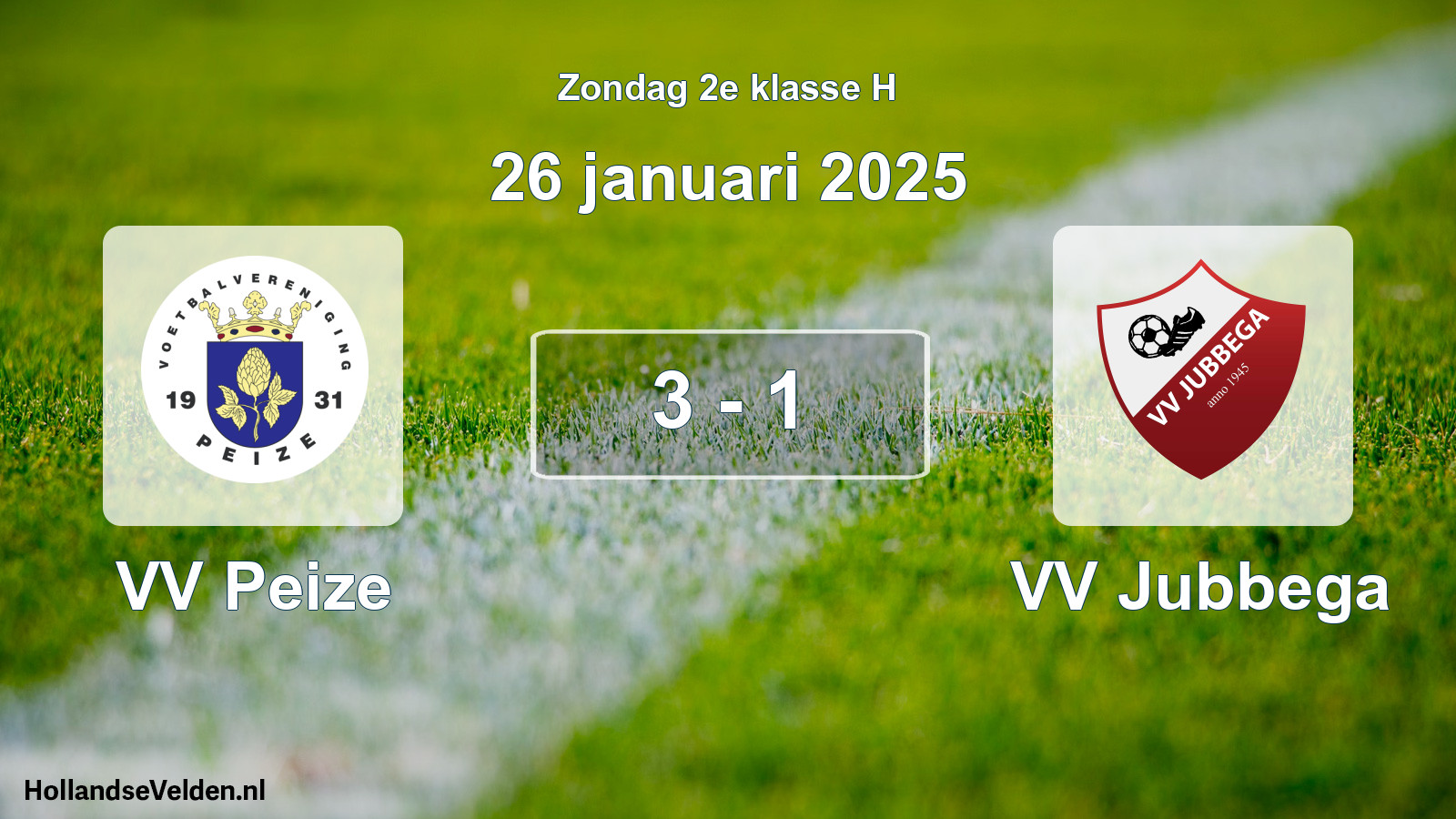 Total number of matches played: VV Peize - VV Jubbega 3 - 1 (26 January 2025)