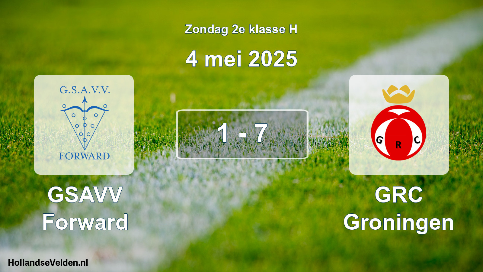 Total number of matches played: GSAVV Forward - GRC Groningen 1 - 7 (4 May 2025)
