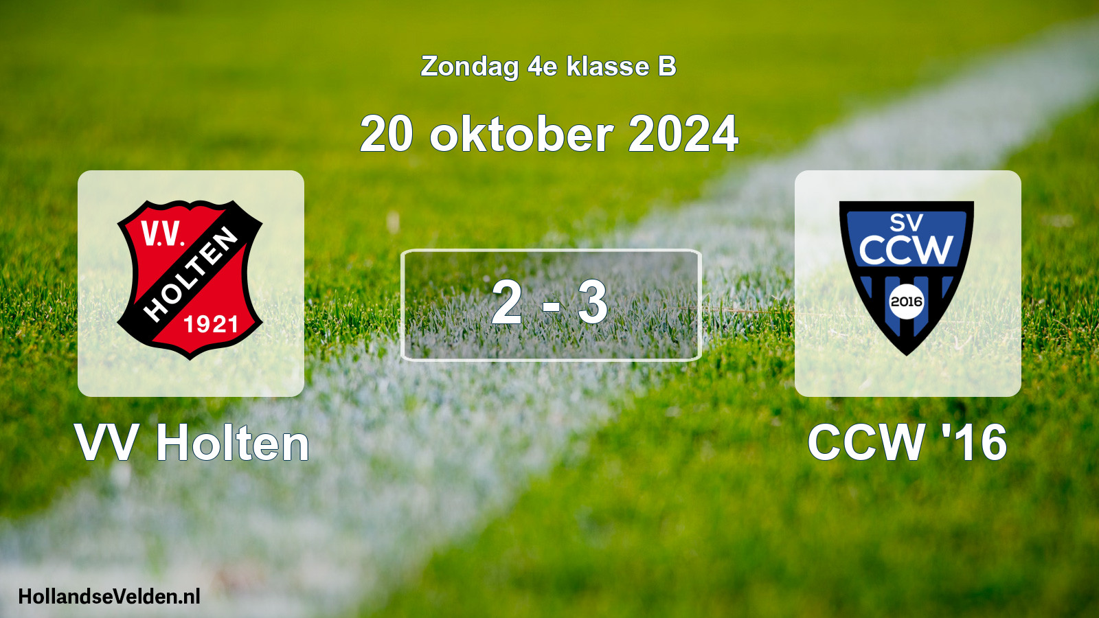 Total number of matches played: VV Holten - CCW '16 2 - 3 (20 October 2024)