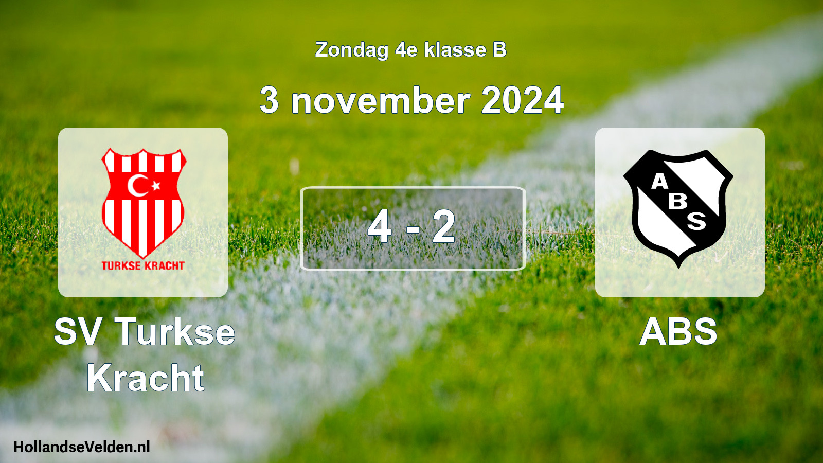 Total number of matches played: SV Turkse Kracht - ABS 4 - 2 (3 November 2024)