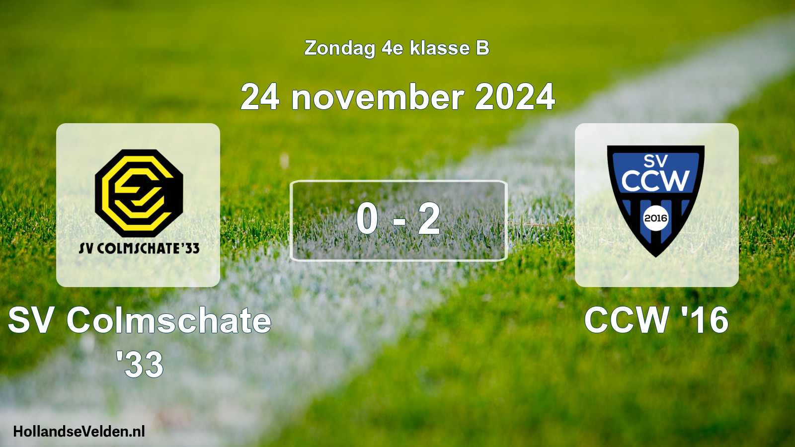 Total number of matches played: SV Colmschate '33 - CCW '16 0 - 2 (24 November 2024)