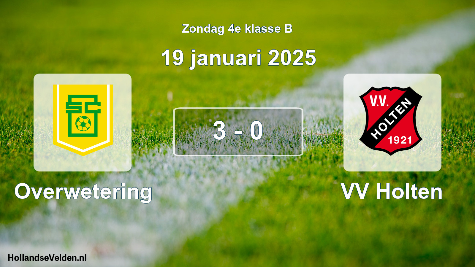 Total number of matches played: Overwetering - VV Holten 3 - 0 (19 January 2025)