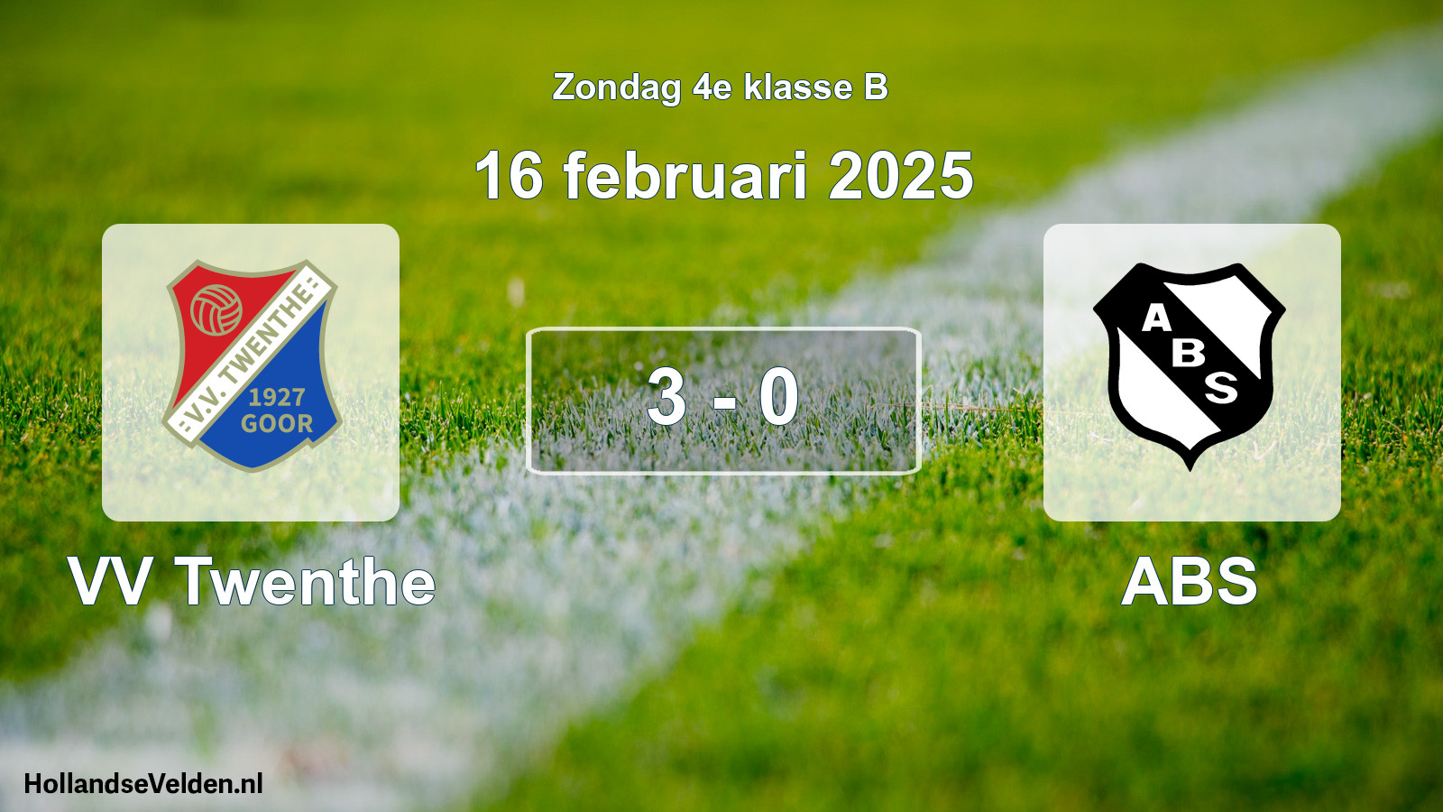 Total number of matches played: VV Twenthe - ABS 3 - 0 (16 February 2025)
