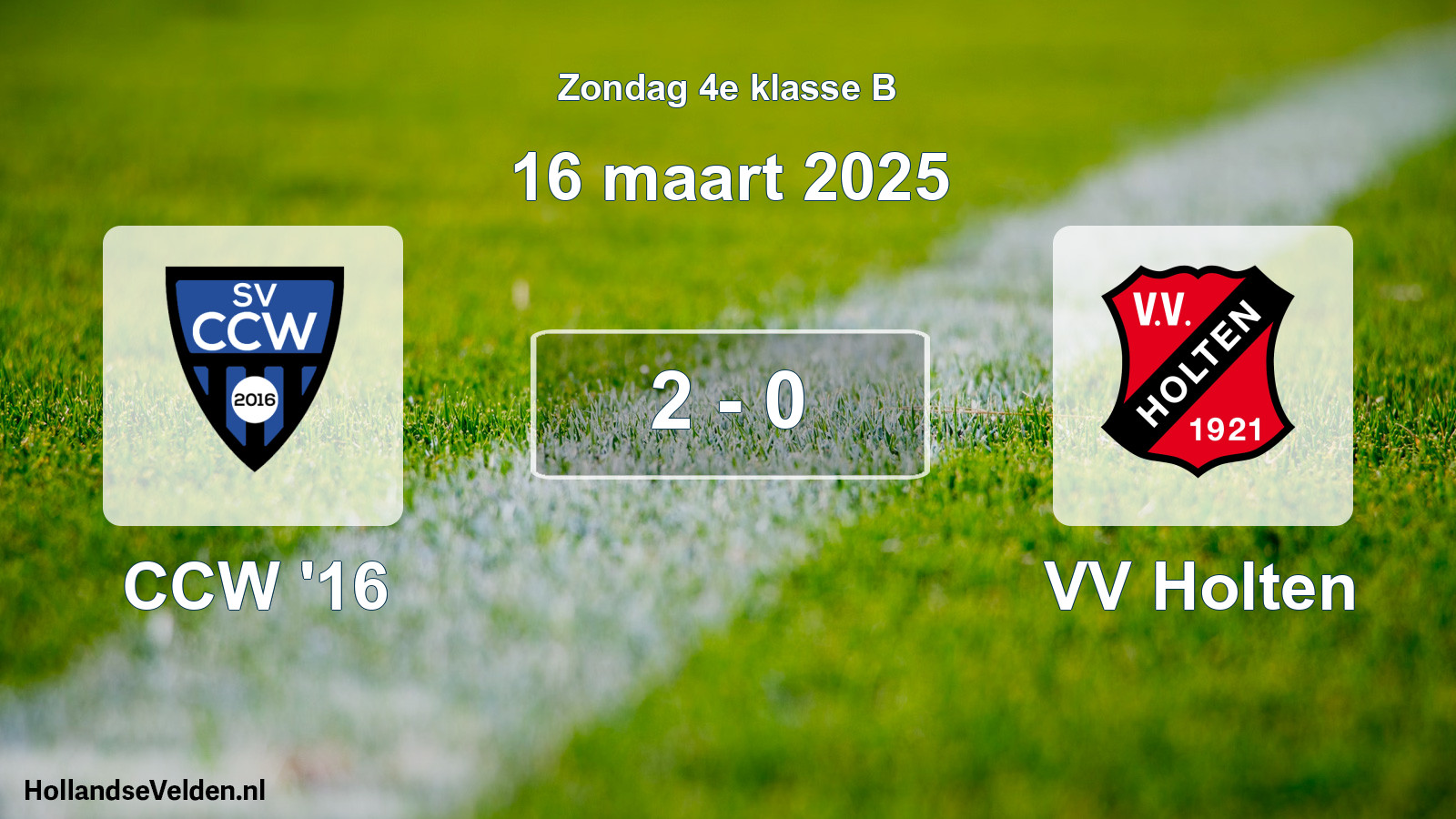 Total number of matches played: CCW '16 - VV Holten 2 - 0 (16 March 2025)