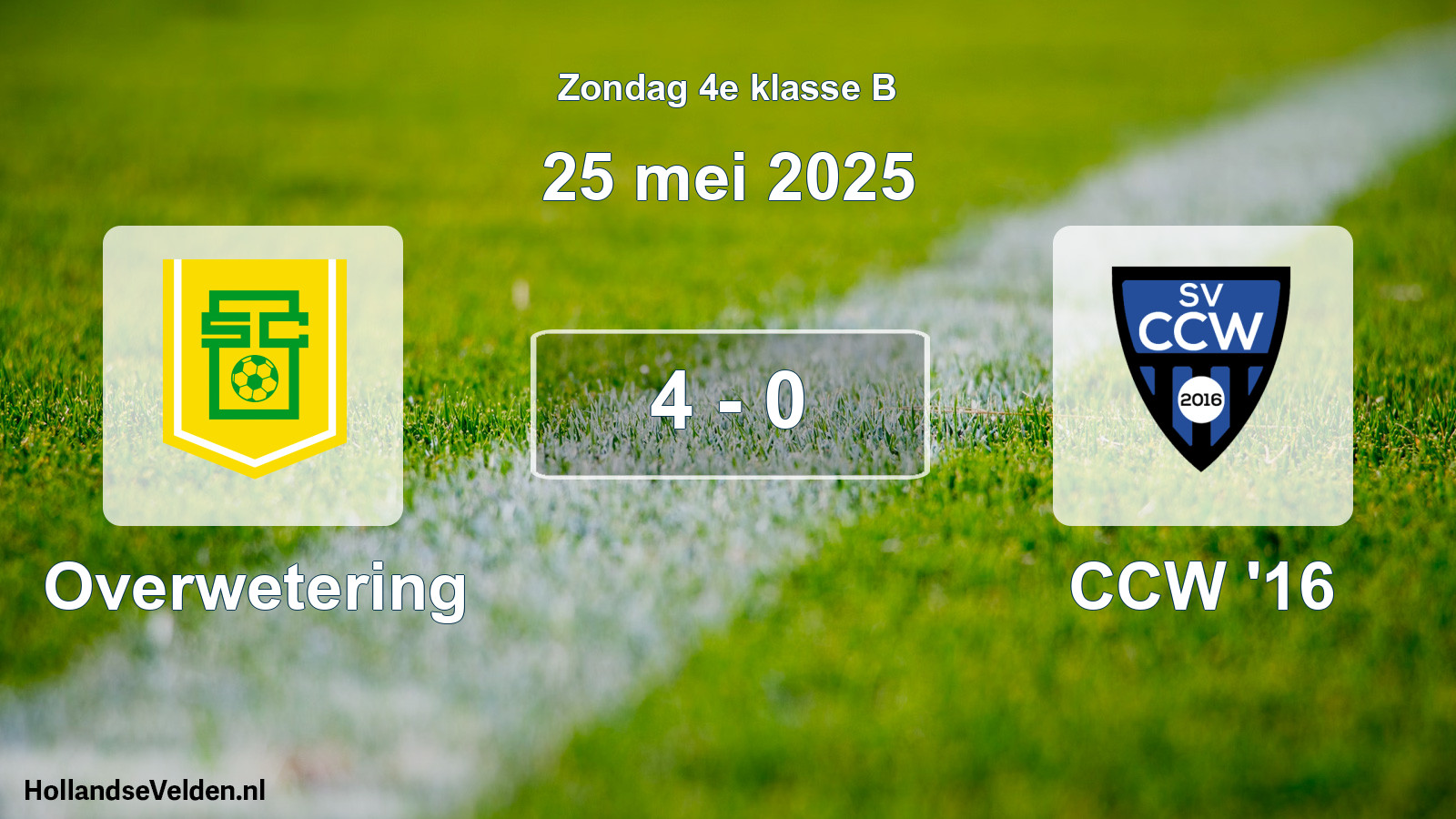Total number of matches played: Overwetering - CCW '16 4 - 0 (25 May 2025)