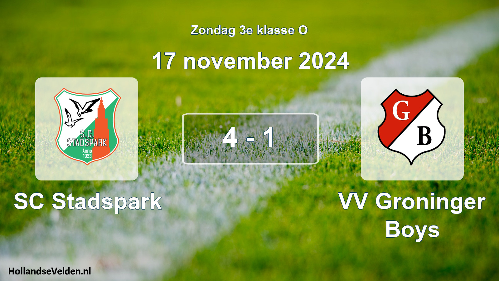 Total number of matches played: SC Stadspark - VV Groninger Boys 4 - 1 (17 November 2024)