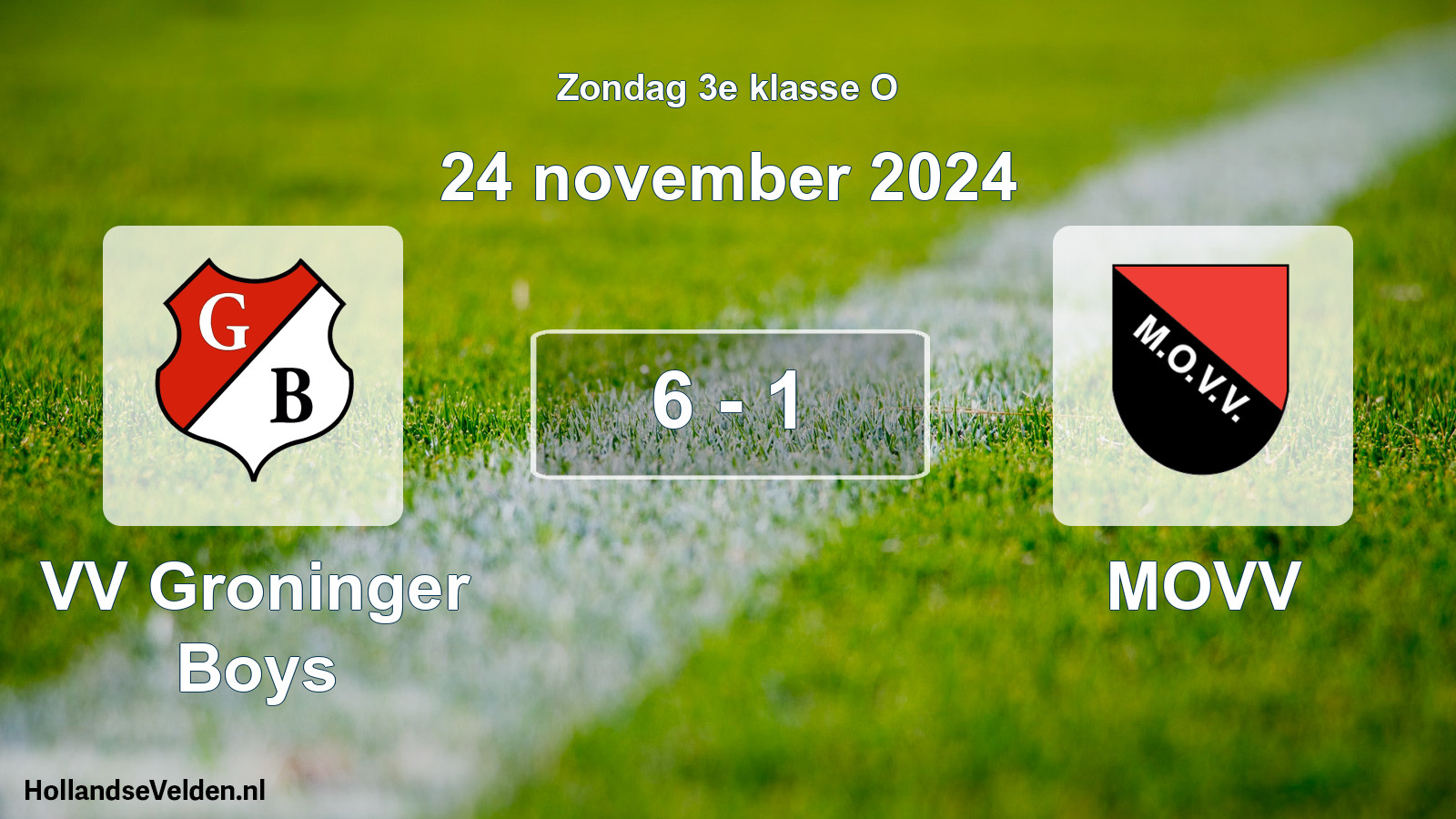 Total number of matches played: VV Groninger Boys - MOVV 6 - 1 (24 November 2024)