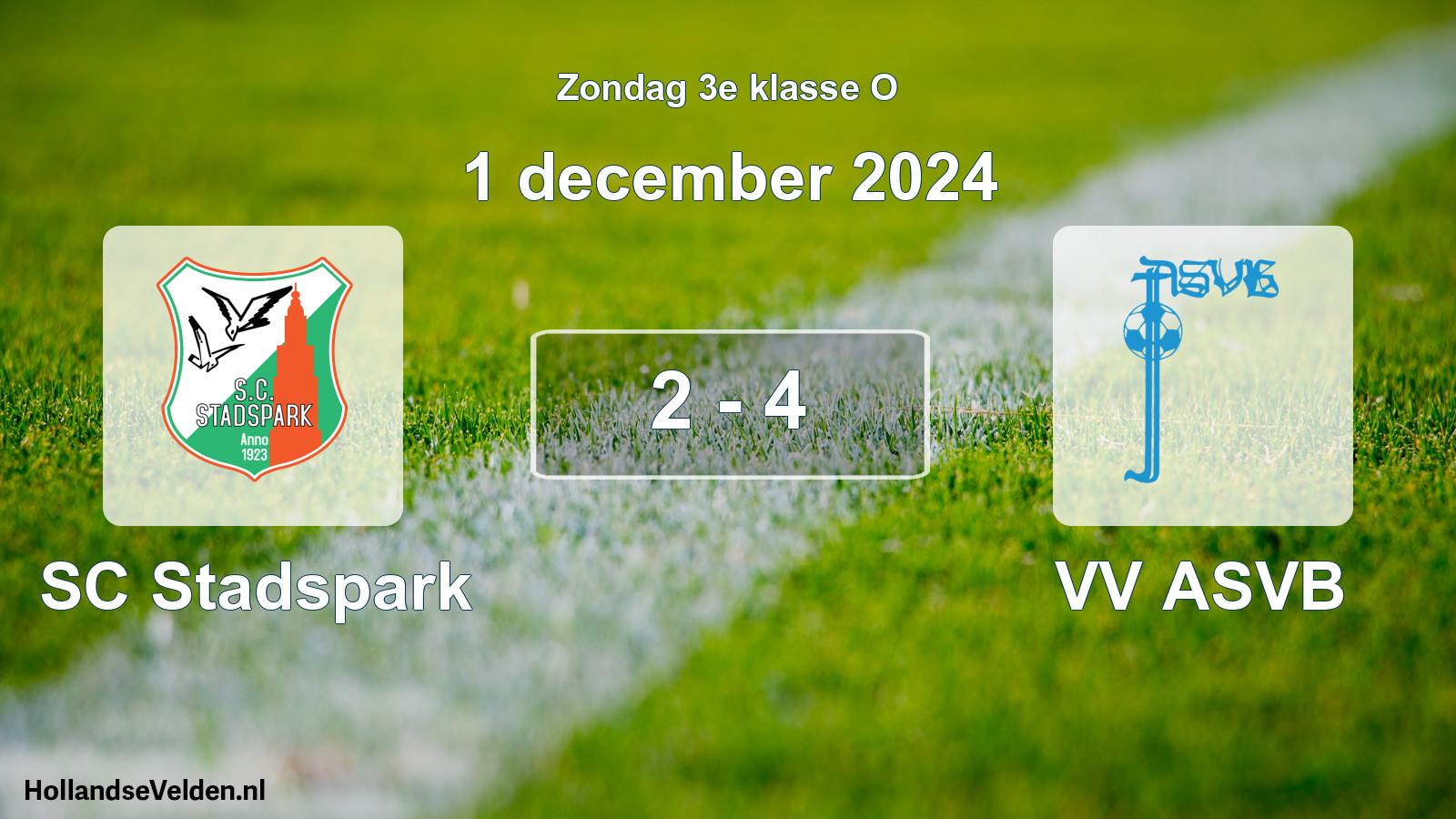 Total number of matches played: SC Stadspark - VV ASVB 2 - 4 (1 December 2024)
