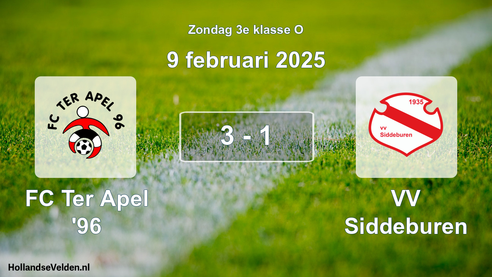 Total number of matches played: FC Ter Apel '96 - VV Siddeburen 3 - 1 (9 February 2025)