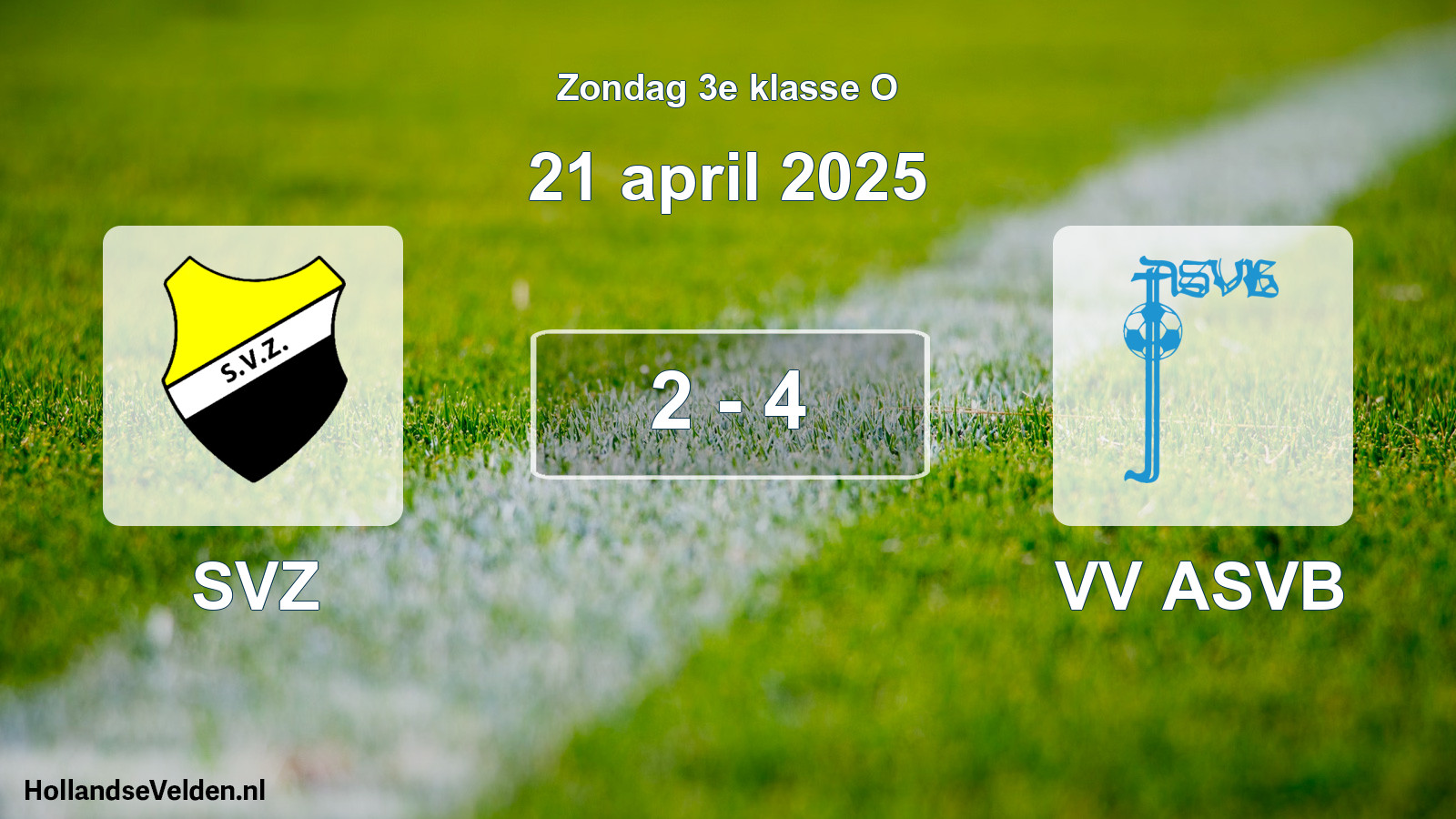 Total number of matches played: SVZ - VV ASVB 2 - 4 (21 April 2025)