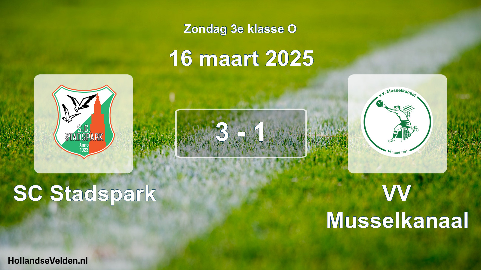 Total number of matches played: SC Stadspark - VV Musselkanaal 3 - 1 (16 March 2025)