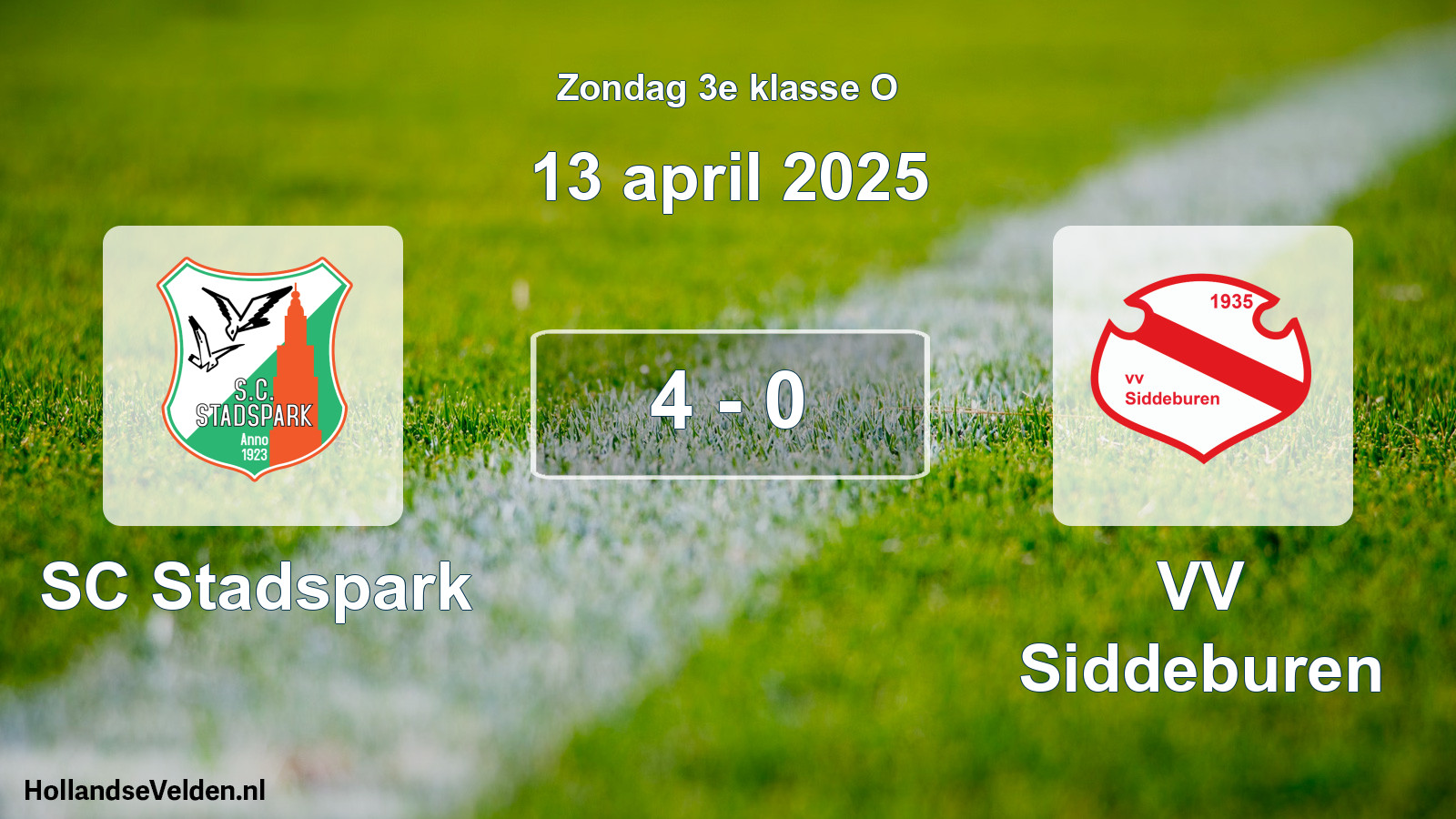 Total number of matches played: SC Stadspark - VV Siddeburen 4 - 0 (13 April 2025)
