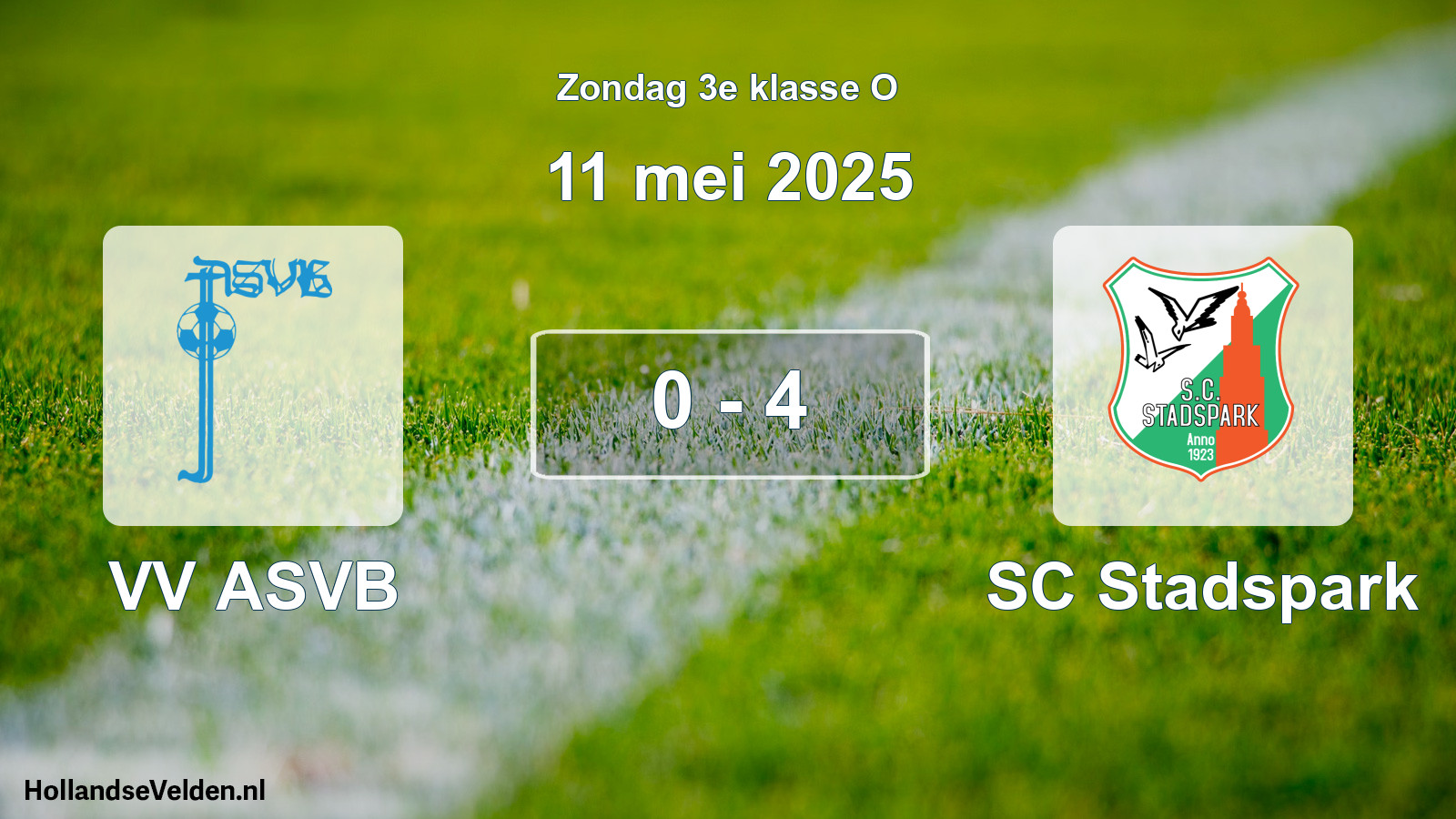 Total number of matches played: VV ASVB - SC Stadspark 0 - 4 (11 May 2025)