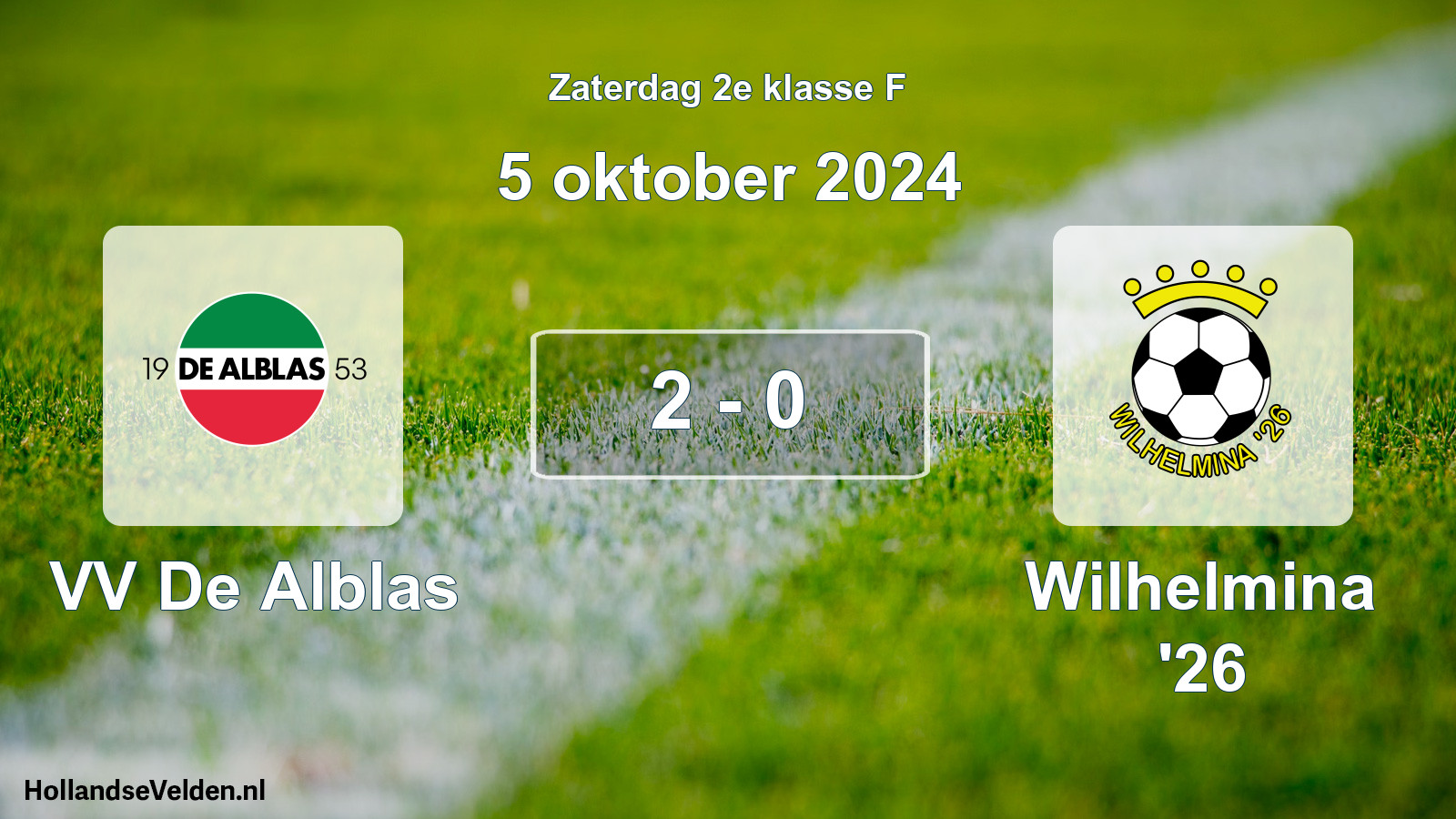 Total number of matches played: VV De Alblas - Wilhelmina '26 2 - 0 (5 October 2024)