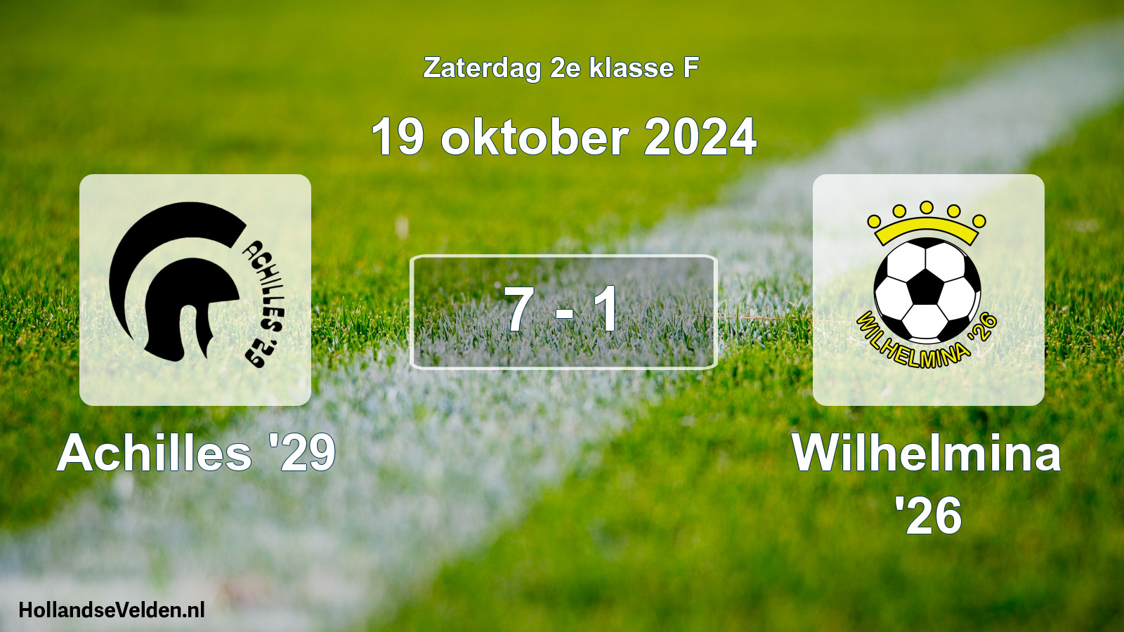 Total number of matches played: Achilles '29 - Wilhelmina '26 7 - 1 (19 October 2024)