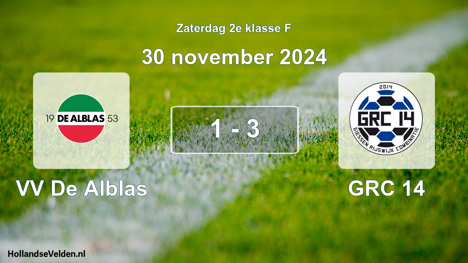 Total number of matches played: VV De Alblas - GRC 14 1 - 3 (30 November 2024)