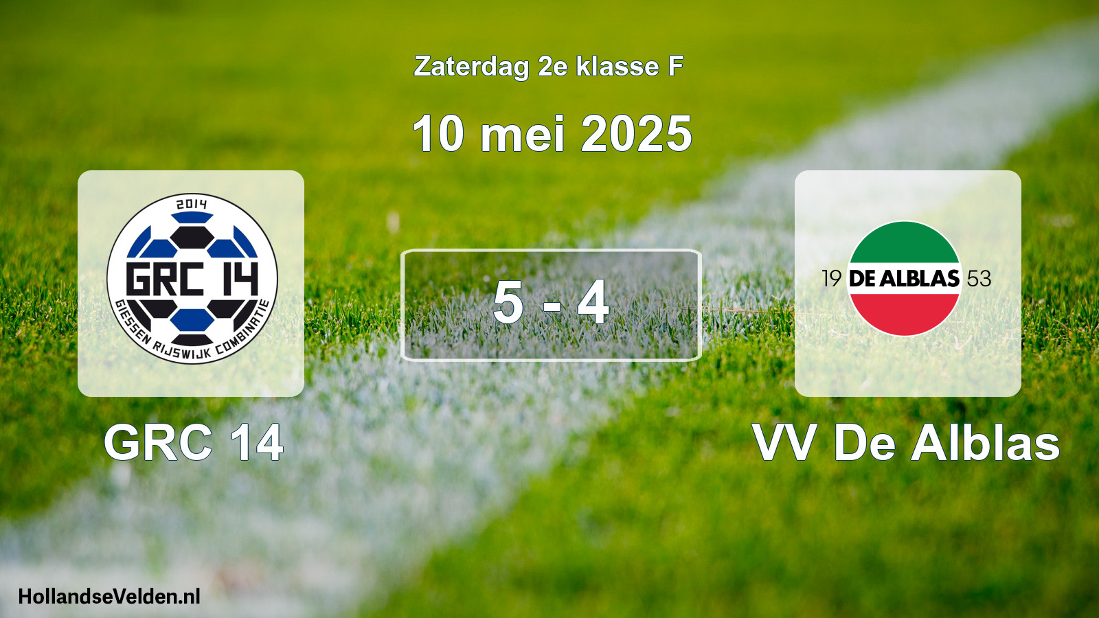 Total number of matches played: GRC 14 - VV De Alblas 5 - 4 (10 May 2025)