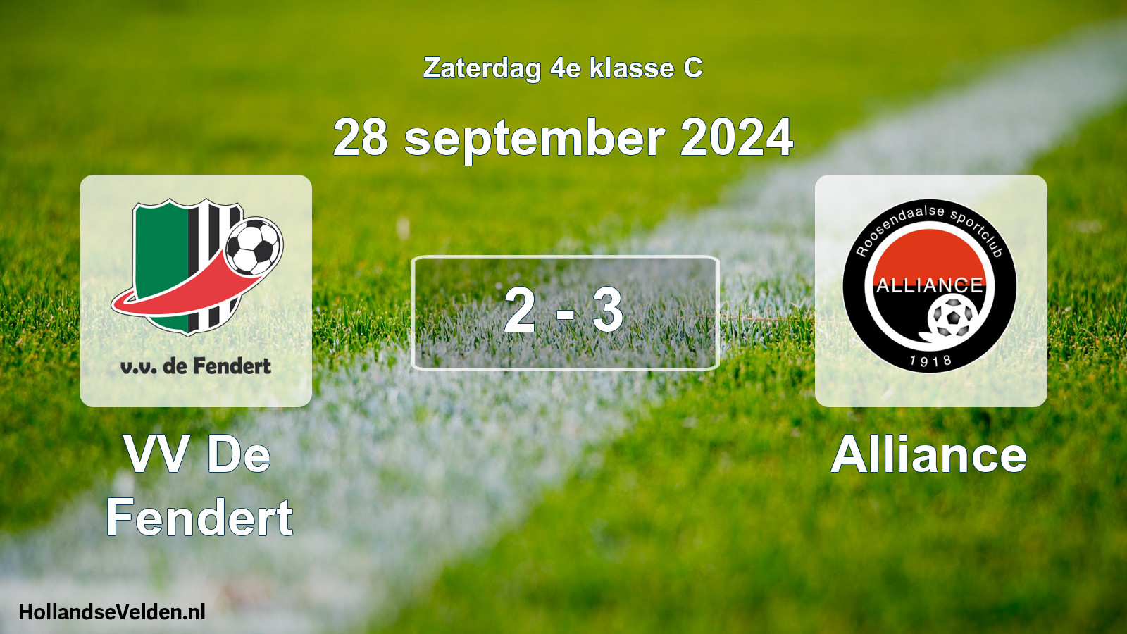 Total number of matches played: VV De Fendert - Alliance 2 - 3 (28 September 2024)