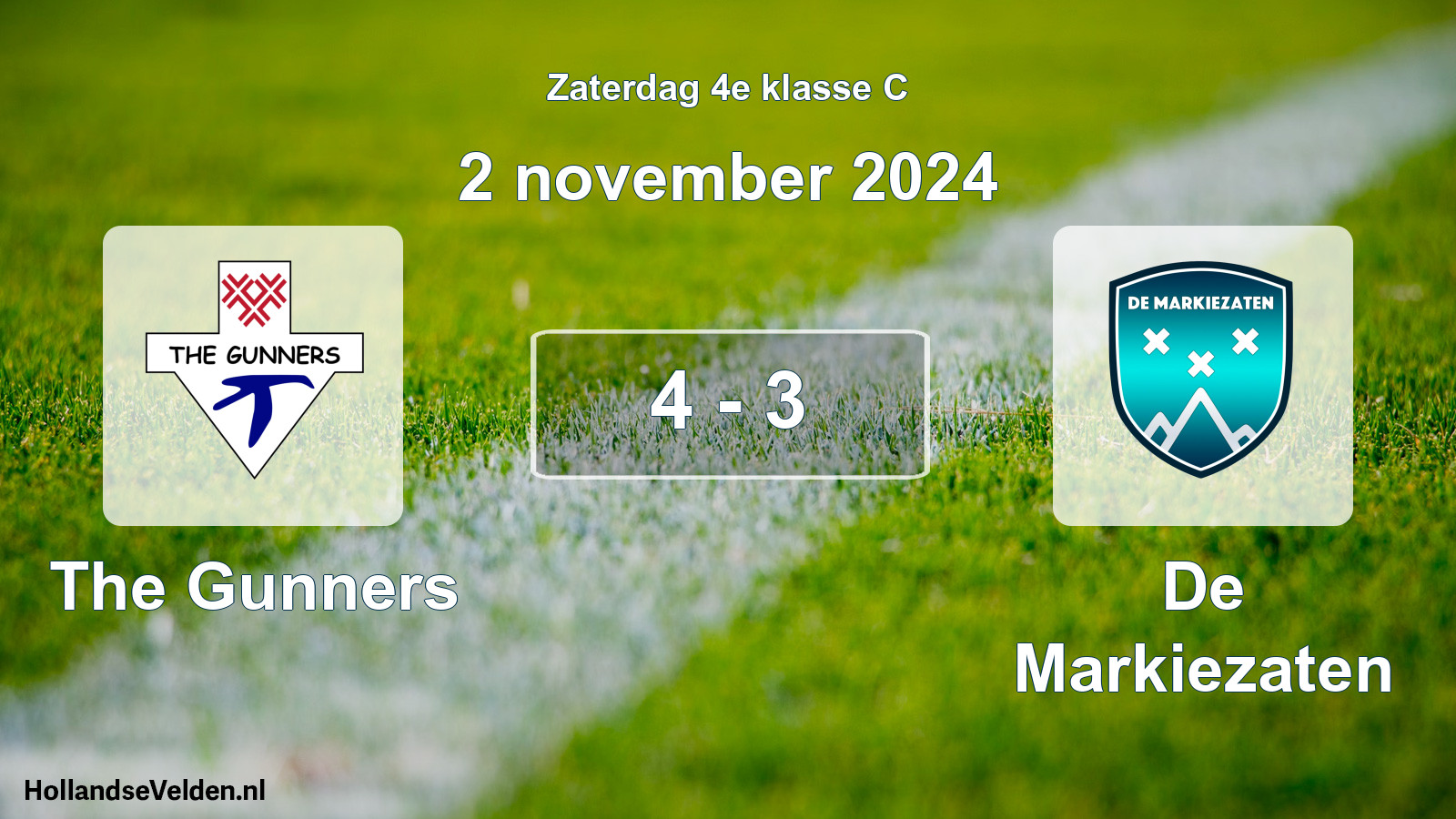 Total number of matches played: The Gunners - De Markiezaten 4 - 3 (2 November 2024)