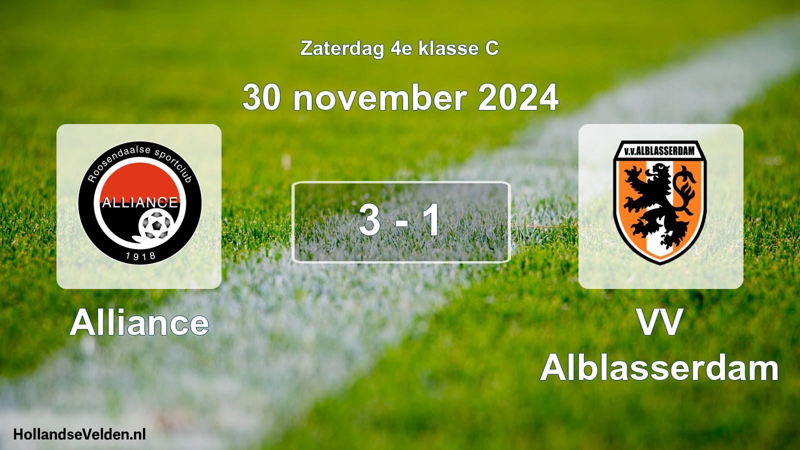 Total number of matches played: Alliance - VV Alblasserdam 3 - 1 (30 November 2024)