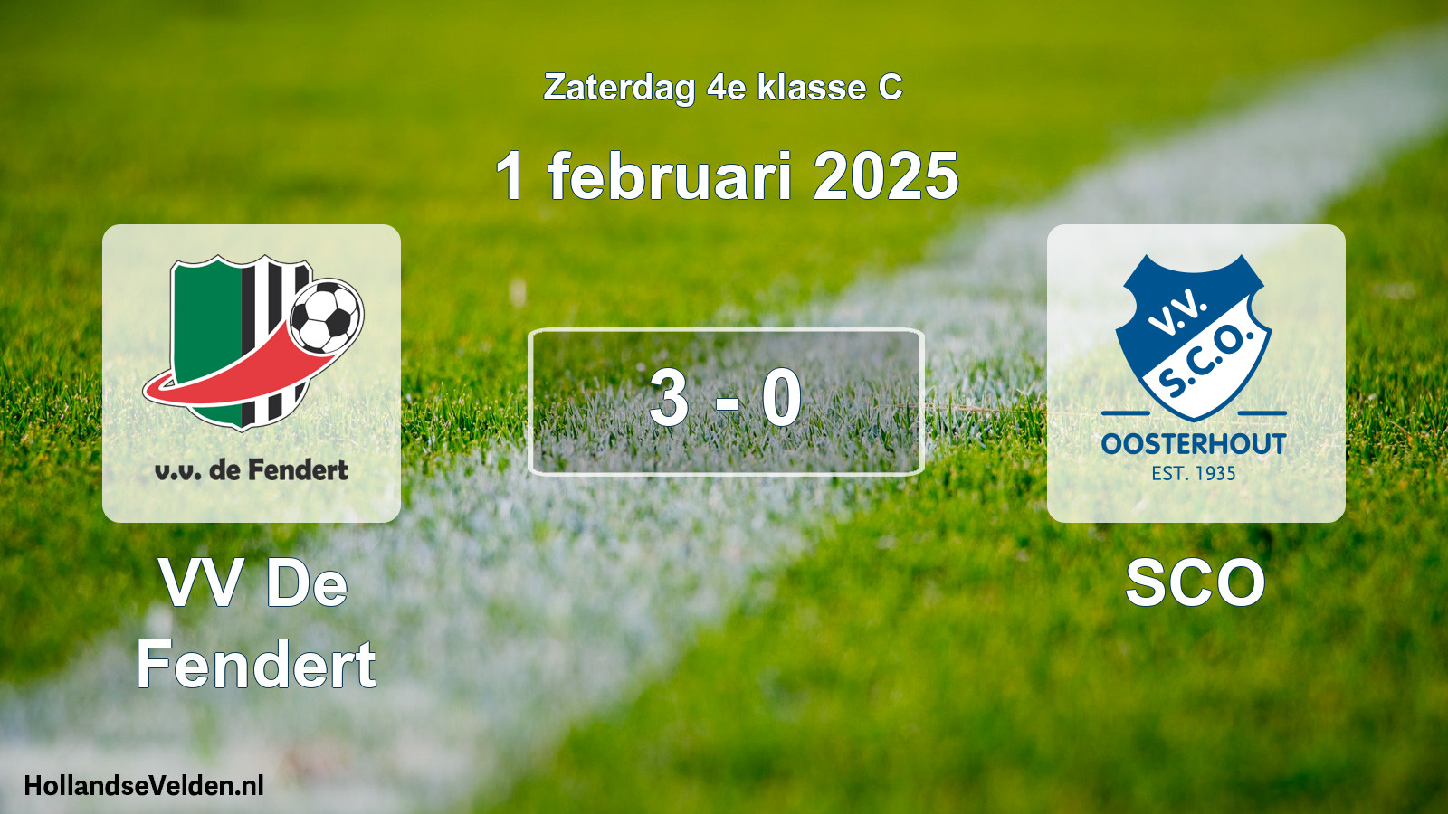 Total number of matches played: VV De Fendert - SCO 3 - 0 (1 February 2025)