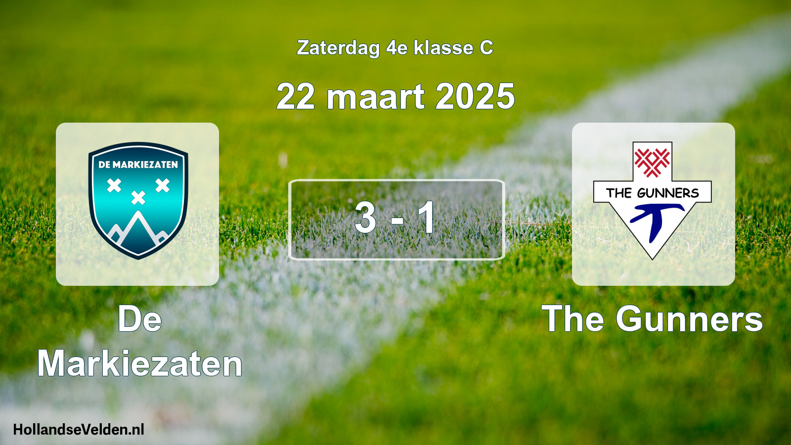 Total number of matches played: De Markiezaten - The Gunners 3 - 1 (22 March 2025)