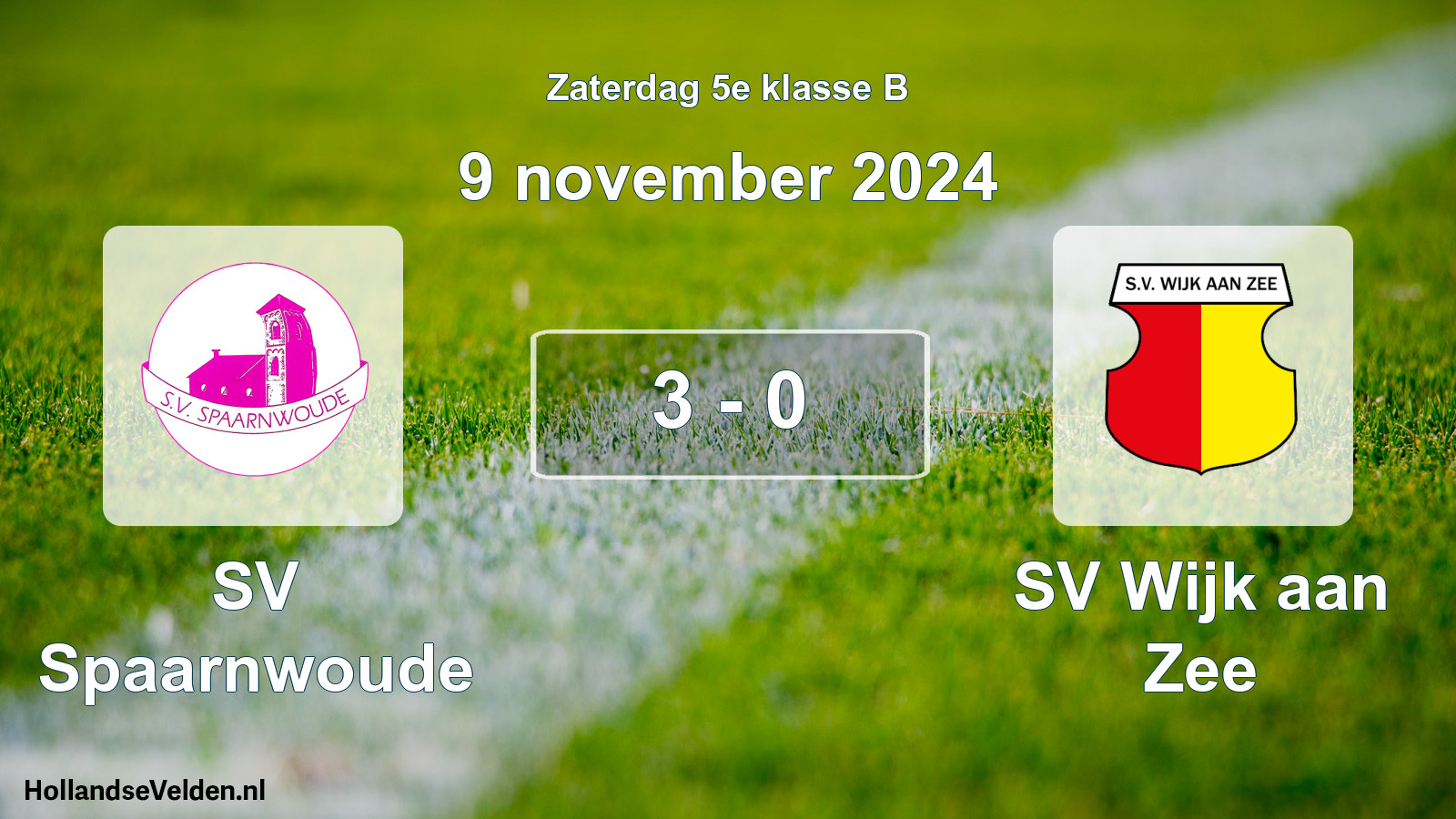 Total number of matches played: SV Spaarnwoude - SV Wijk aan Zee 3 - 0 (9 November 2024)