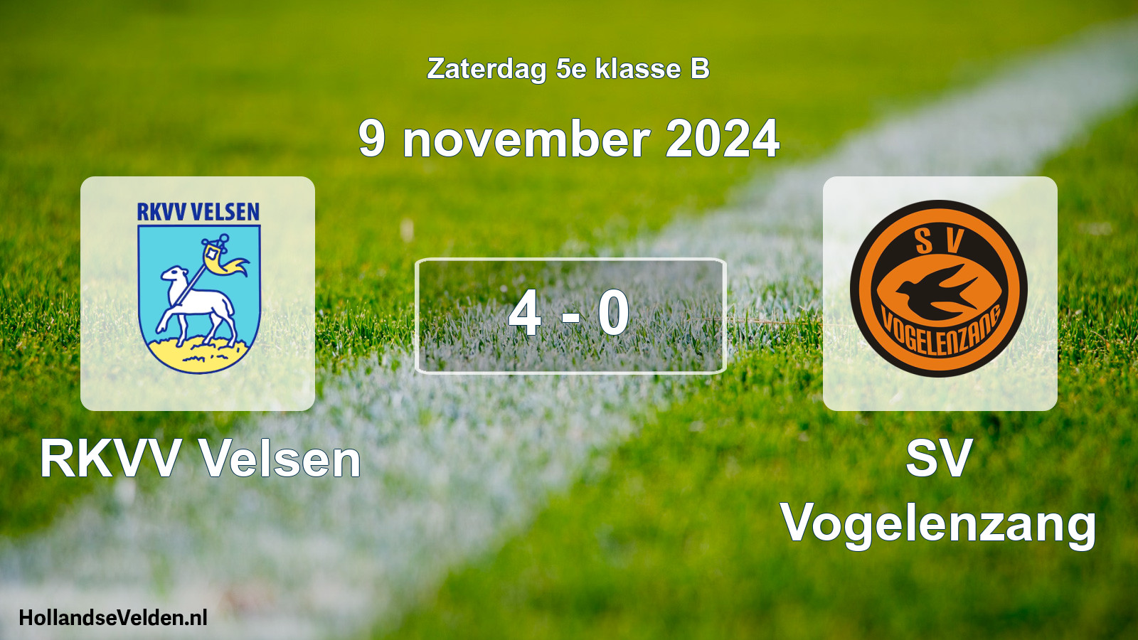 Total number of matches played: RKVV Velsen - SV Vogelenzang 4 - 0 (9 November 2024)