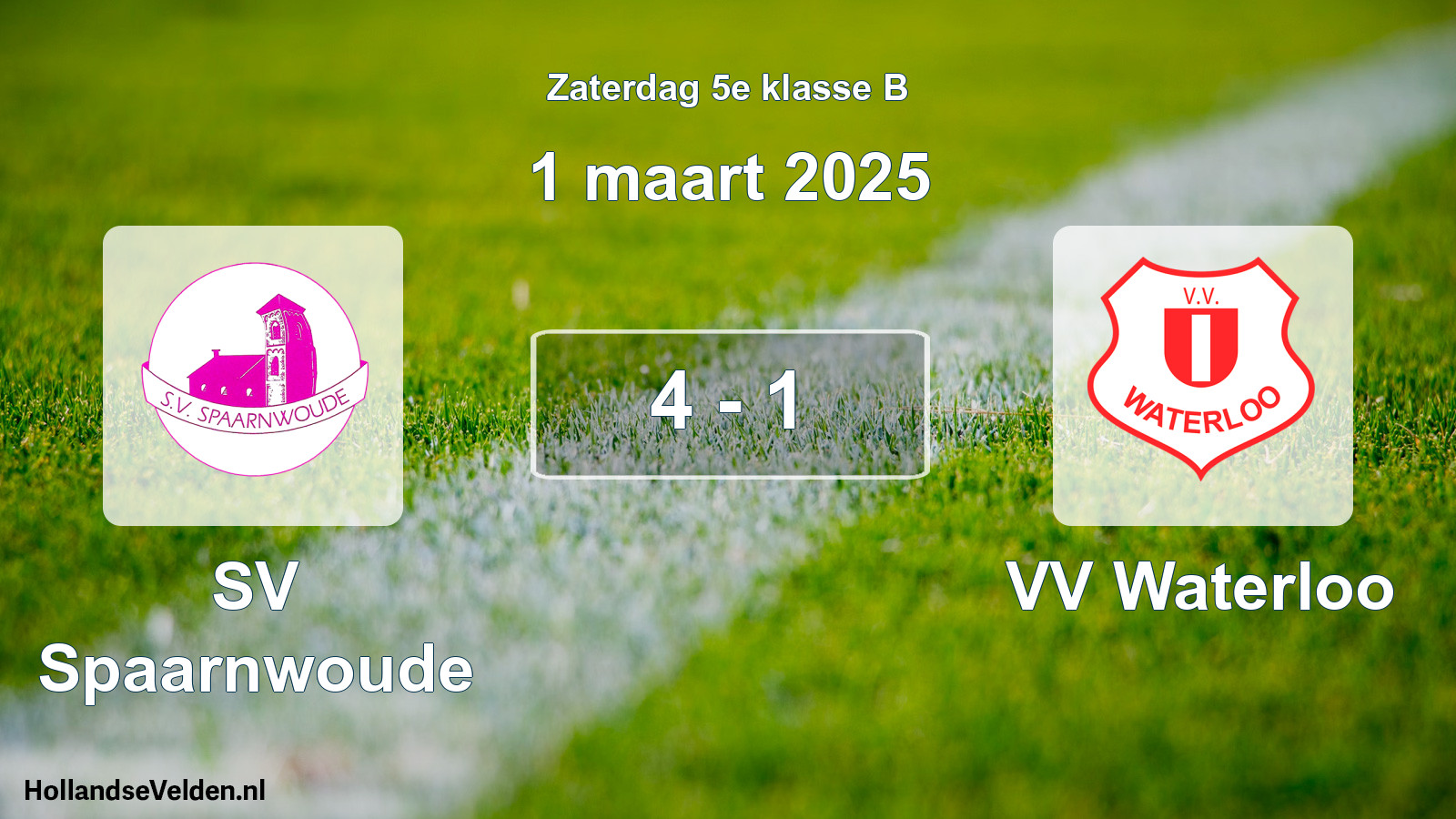Total number of matches played: SV Spaarnwoude - VV Waterloo 4 - 1 (1 March 2025)