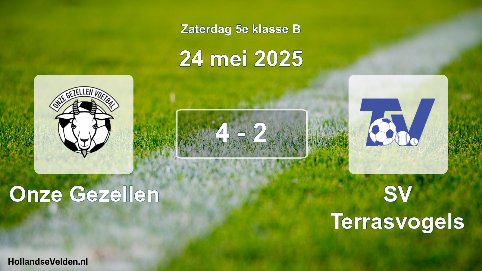 Total number of matches played: Onze Gezellen - SV Terrasvogels 4 - 2 (24 May 2025)