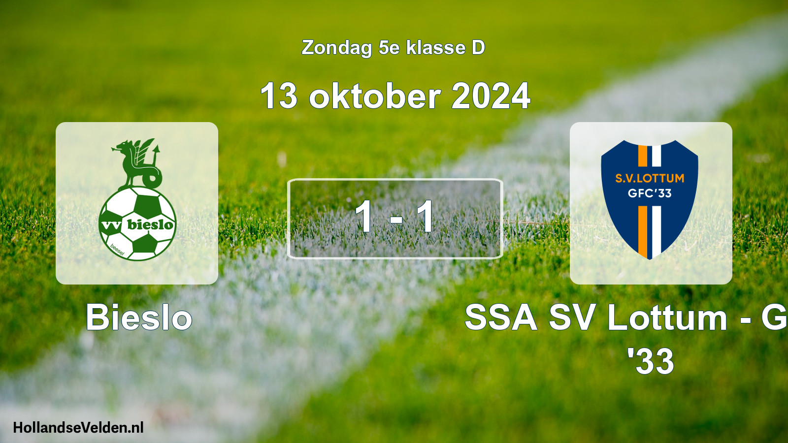 Total number of matches played: Bieslo - SSA SV Lottum - GFC '33 1 - 1 (13 October 2024)