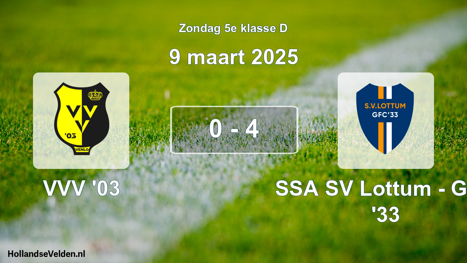 Total number of matches played: VVV '03 - SSA SV Lottum - GFC '33 0 - 4 (9 March 2025)
