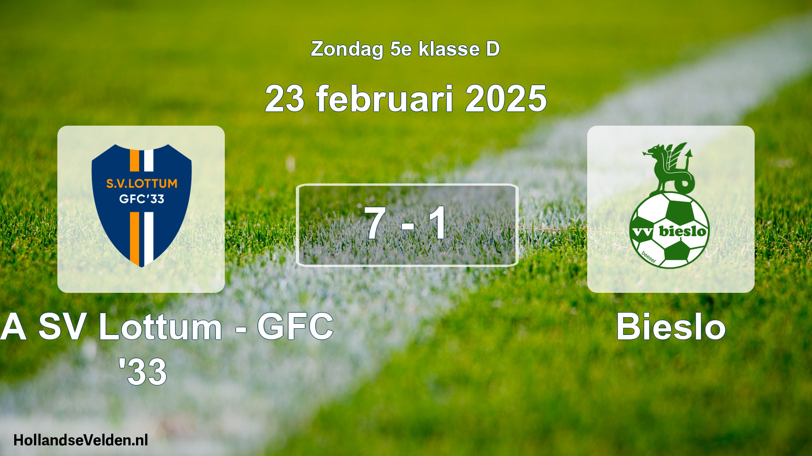 Total number of matches played: SSA SV Lottum - GFC '33 - Bieslo 7 - 1 (23 February 2025)
