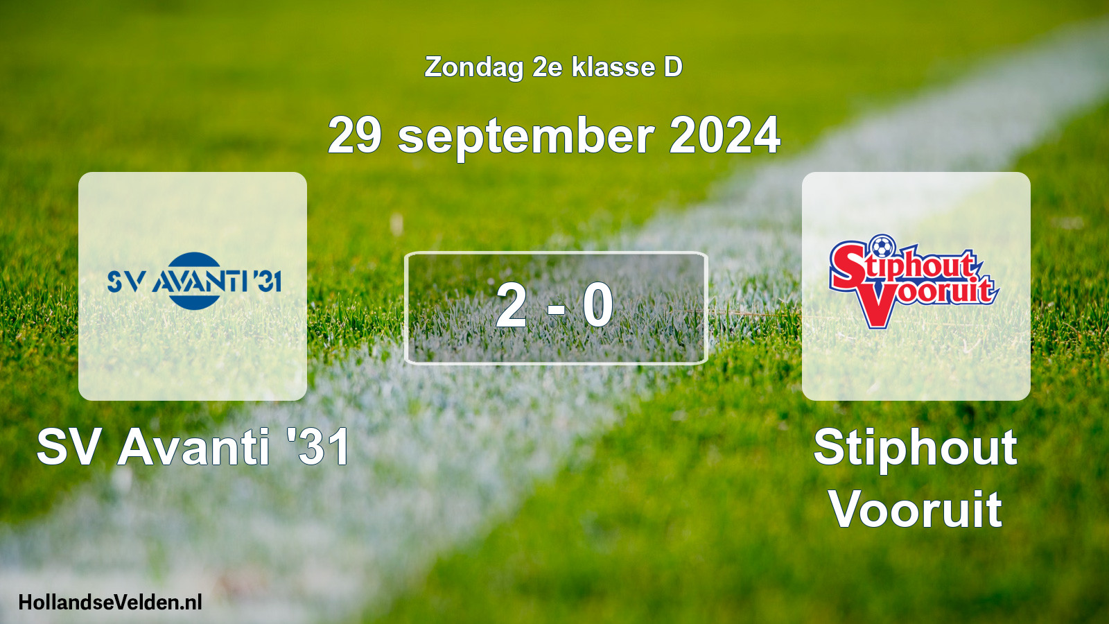 Total number of matches played: SV Avanti '31 - Stiphout Vooruit 2 - 0 (29 September 2024)