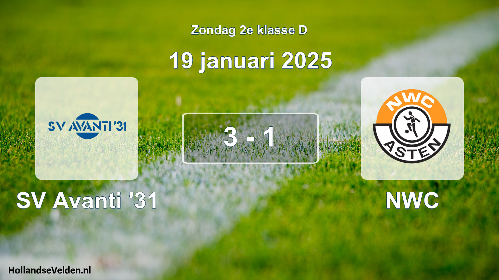 Total number of matches played: SV Avanti '31 - NWC 3 - 1 (19 January 2025)