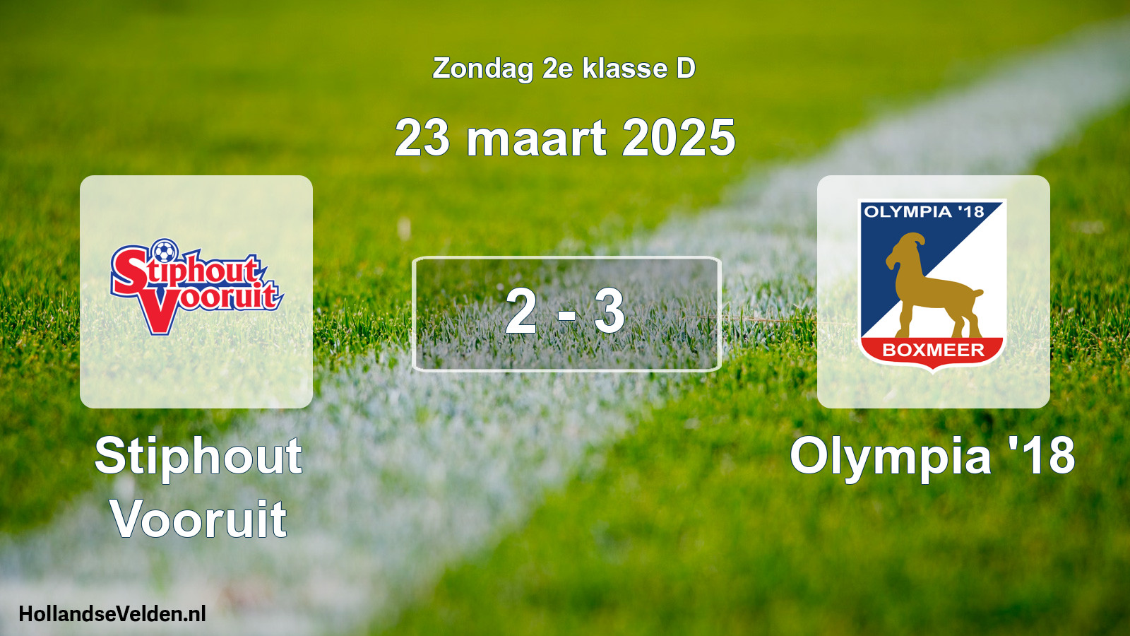 Total number of matches played: Stiphout Vooruit - Olympia '18 2 - 3 (23 March 2025)