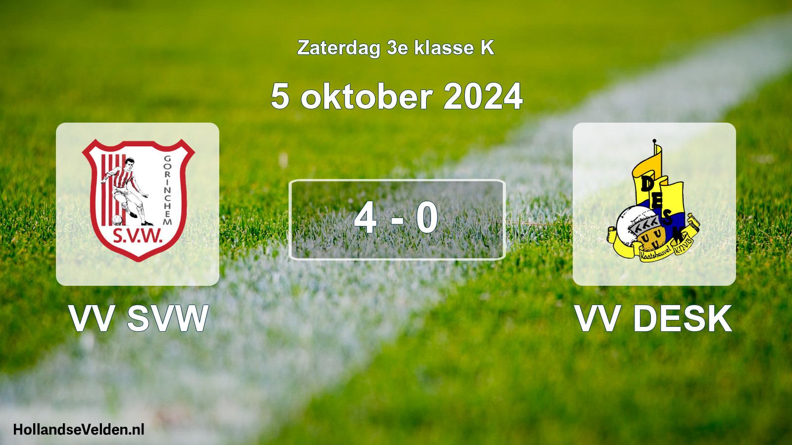 Total number of matches played: VV SVW - VV DESK 4 - 0 (5 October 2024)