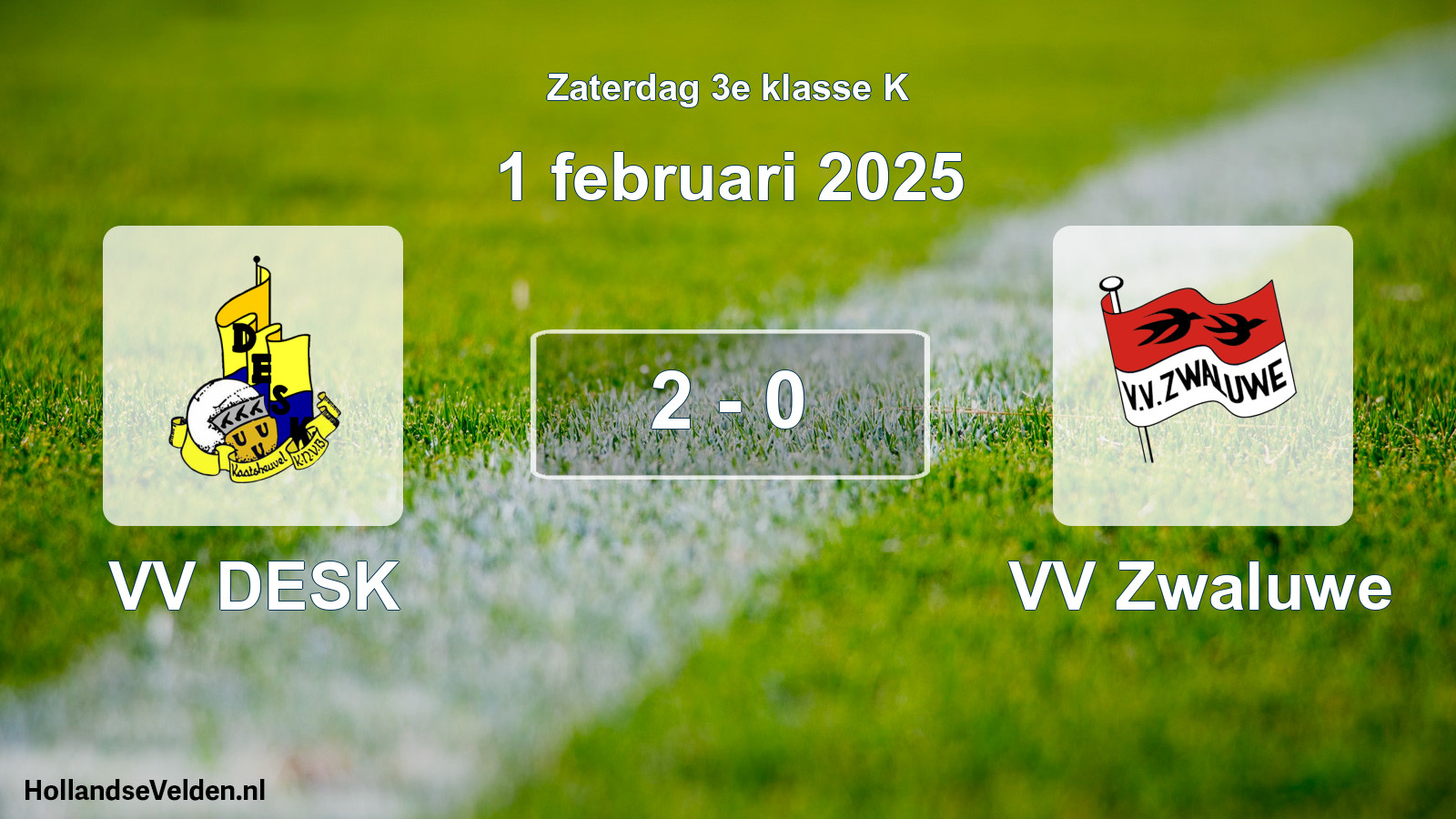 Total number of matches played: VV DESK - VV Zwaluwe 2 - 0 (1 February 2025)