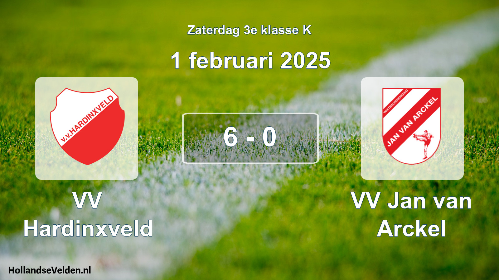 Total number of matches played: VV Hardinxveld - VV Jan van Arckel 6 - 0 (1 February 2025)