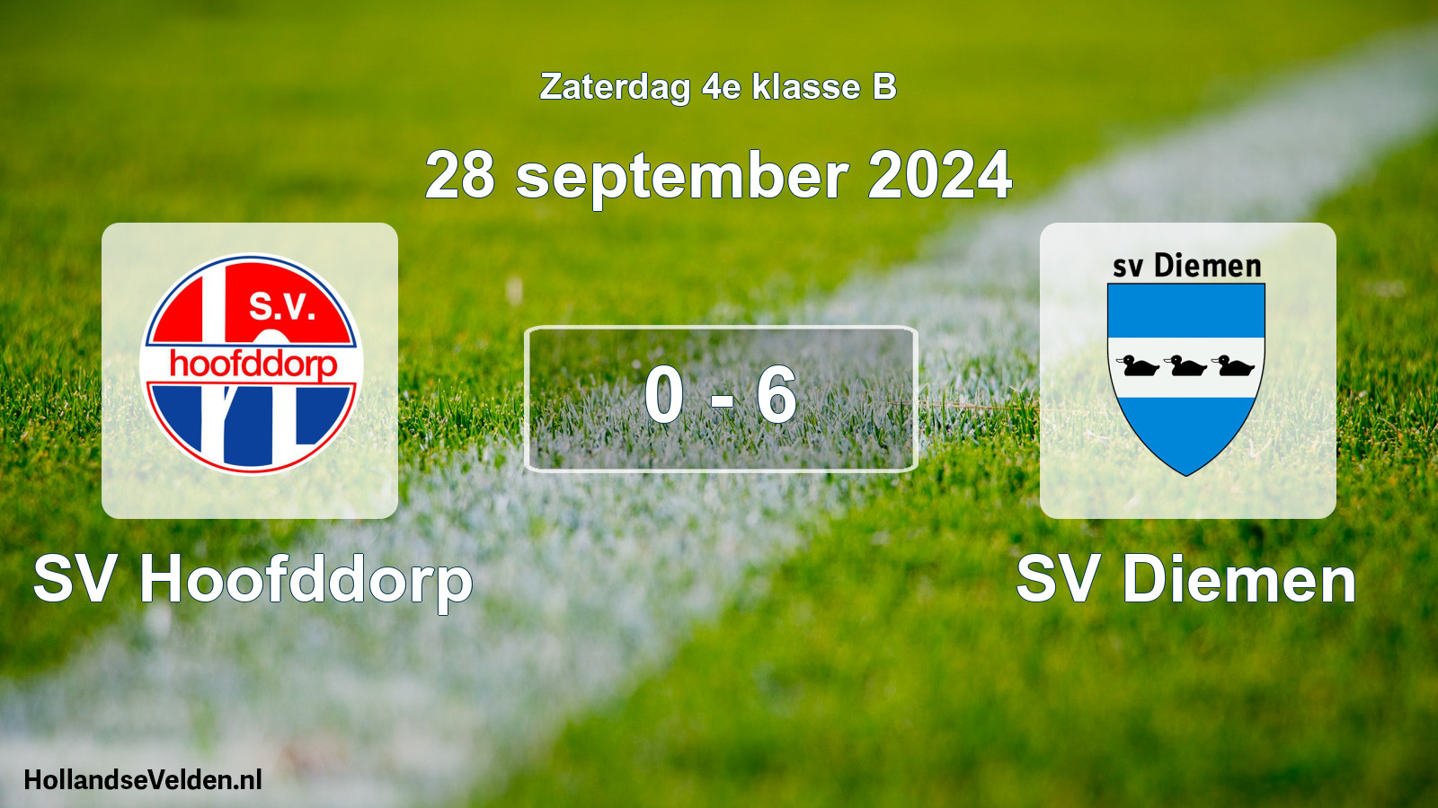 Total number of matches played: SV Hoofddorp - SV Diemen 0 - 6 (28 September 2024)