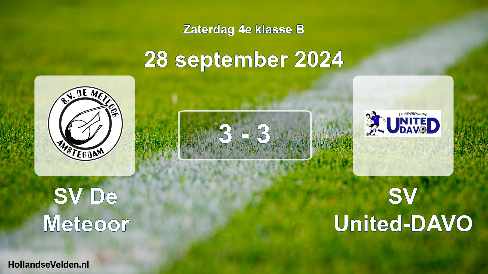 Total number of matches played: SV De Meteoor - SV United-DAVO 3 - 3 (28 September 2024)