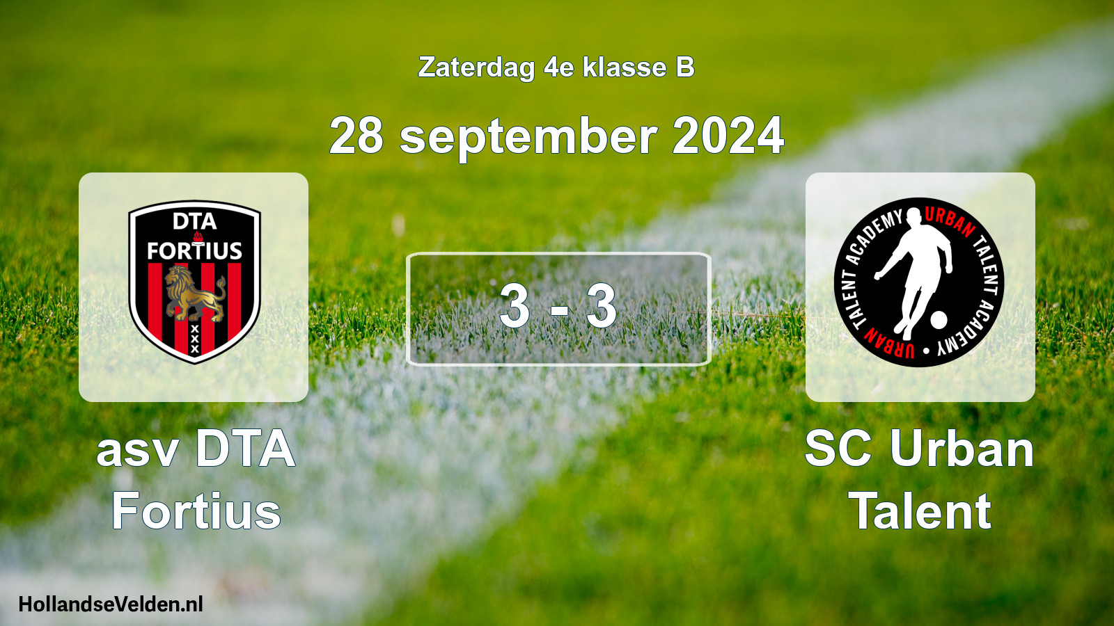 Total number of matches played: asv DTA Fortius - SC Urban Talent 3 - 3 (28 September 2024)