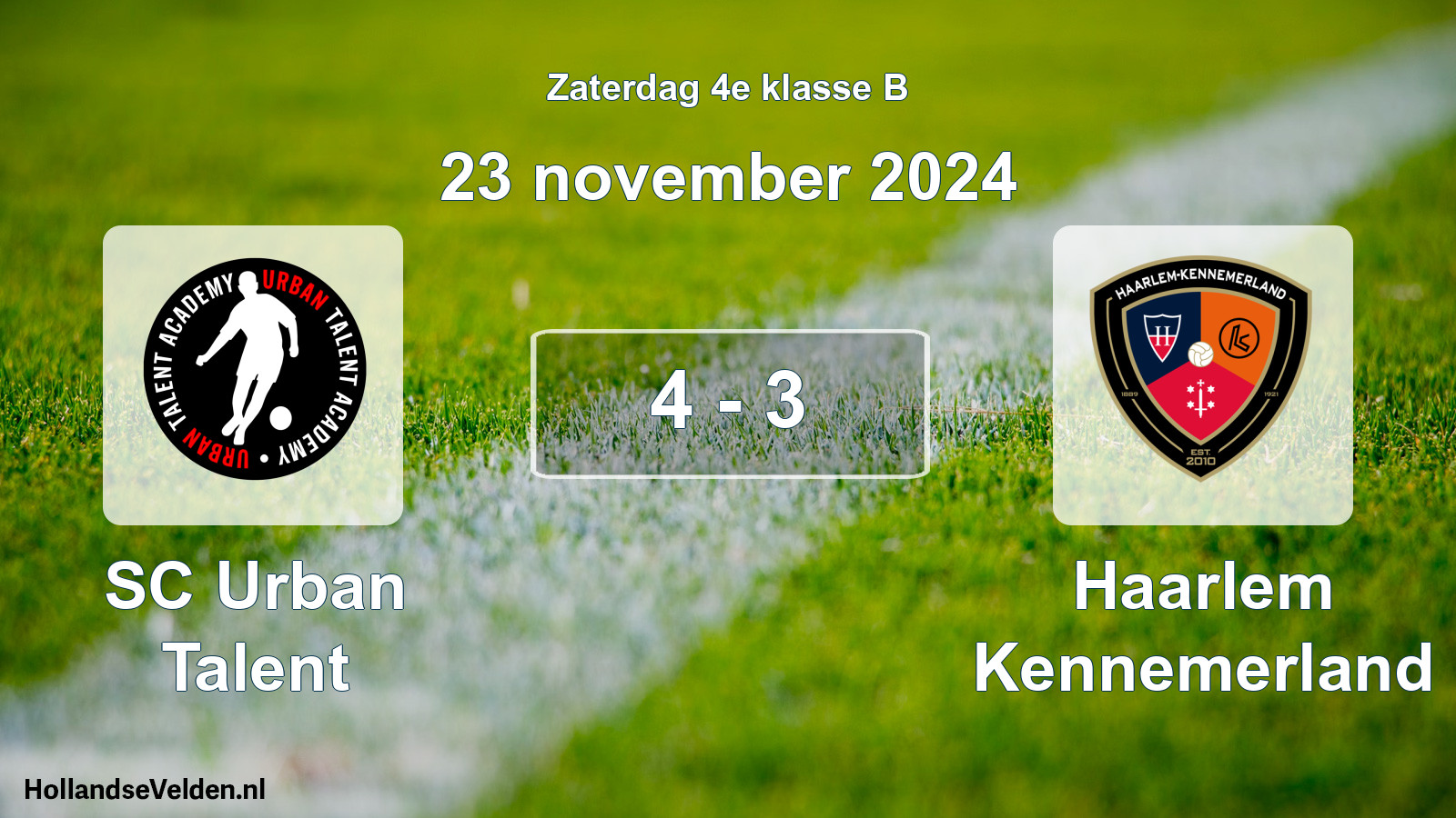 Total number of matches played: SC Urban Talent - Haarlem Kennemerland 4 - 3 (23 November 2024)
