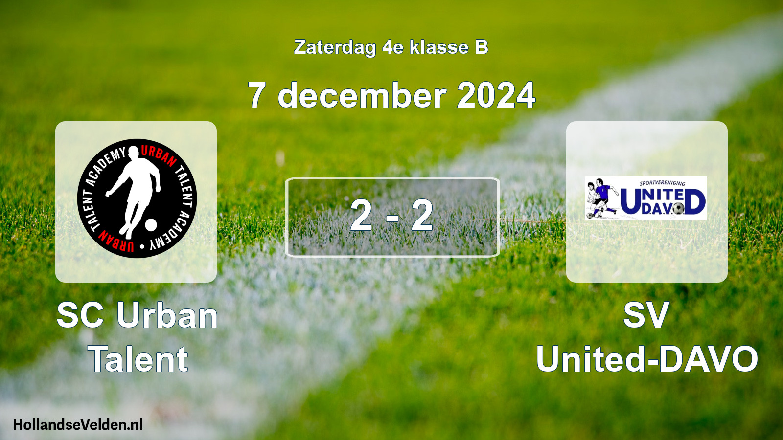 Total number of matches played: SC Urban Talent - SV United-DAVO 2 - 2 (7 December 2024)