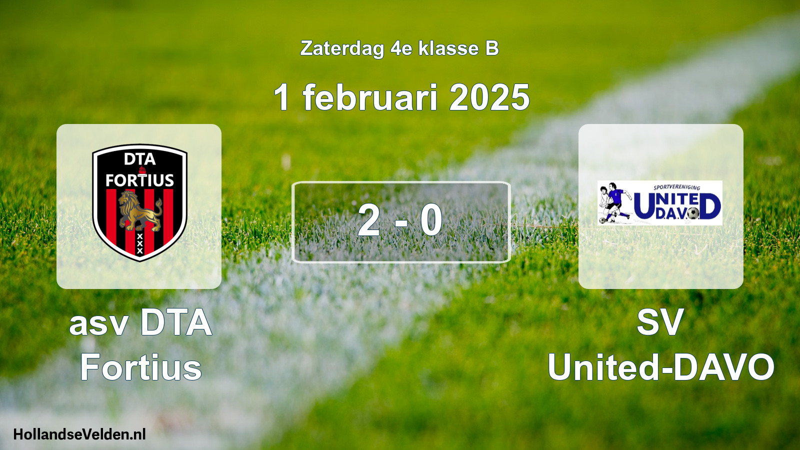Total number of matches played: asv DTA Fortius - SV United-DAVO 2 - 0 (1 February 2025)