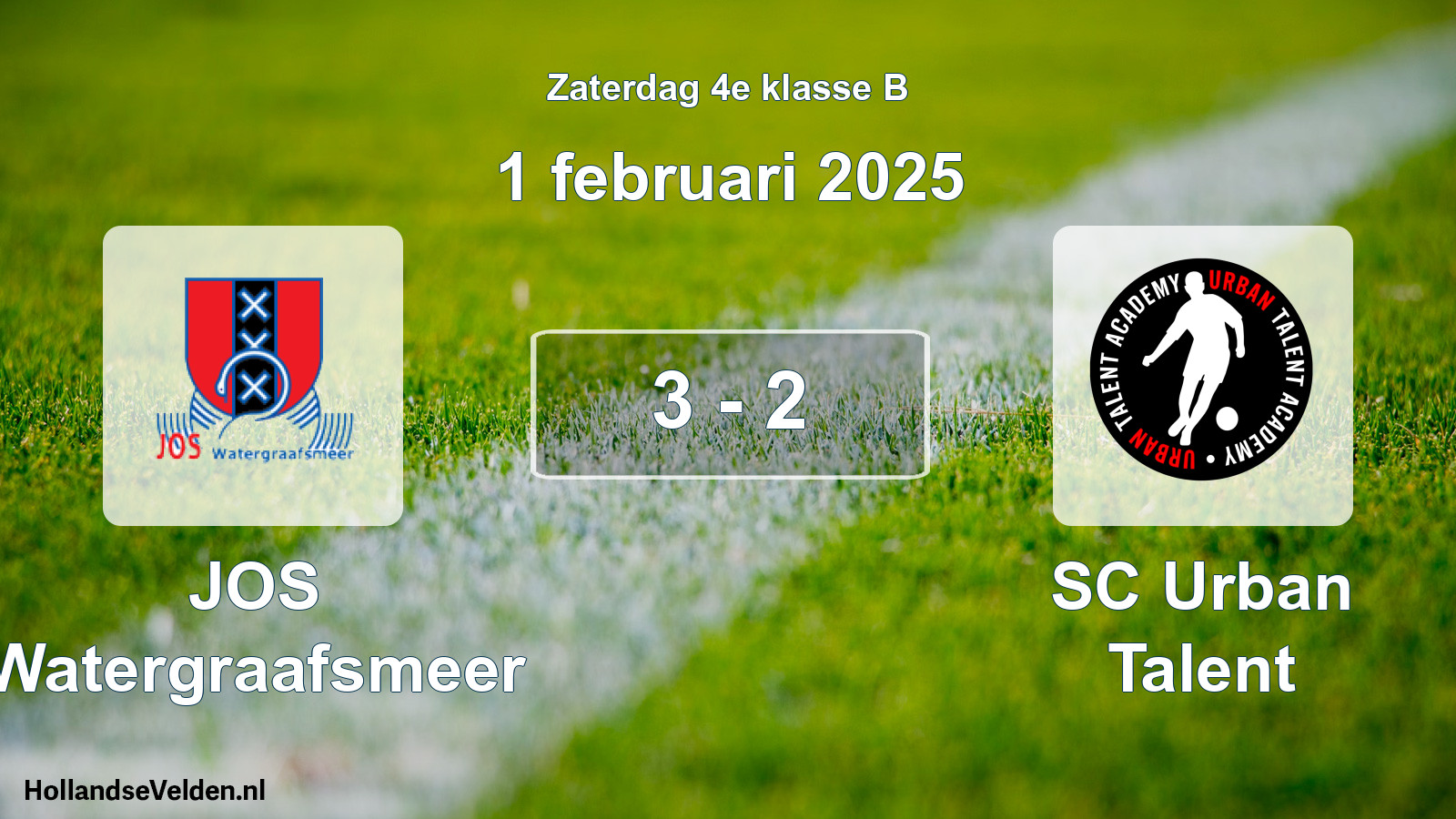 Total number of matches played: JOS Watergraafsmeer - SC Urban Talent 3 - 2 (1 February 2025)