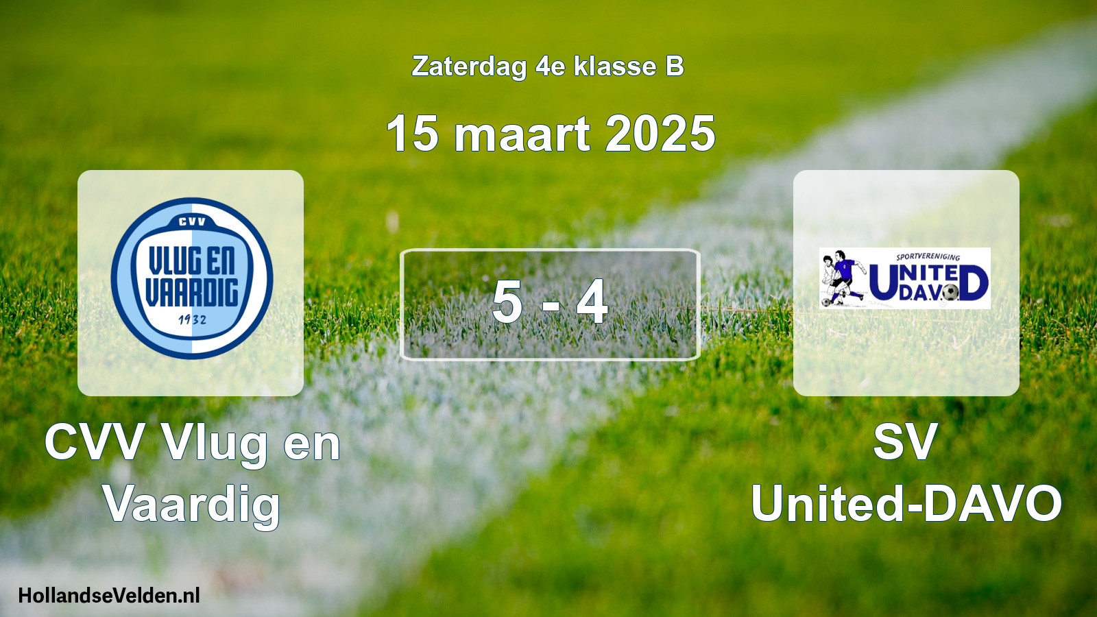 Total number of matches played: CVV Vlug en Vaardig - SV United-DAVO 5 - 4 (15 March 2025)